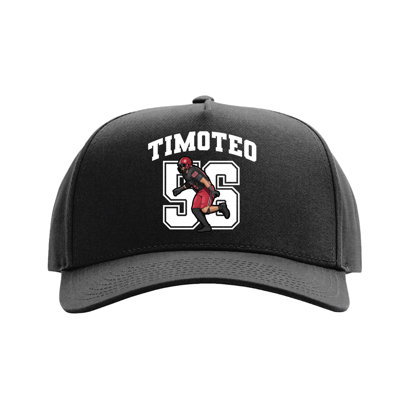 Full Fabric Five-Panel Champ Cap — Number in Black