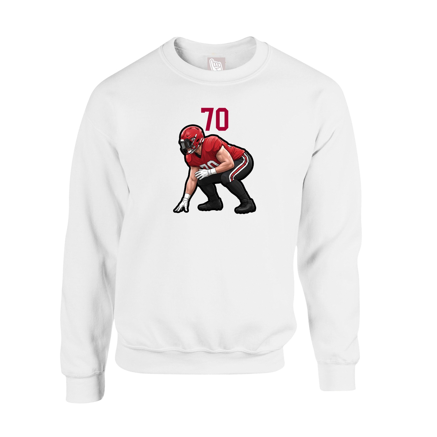 Fleece Crew — Number Top in White