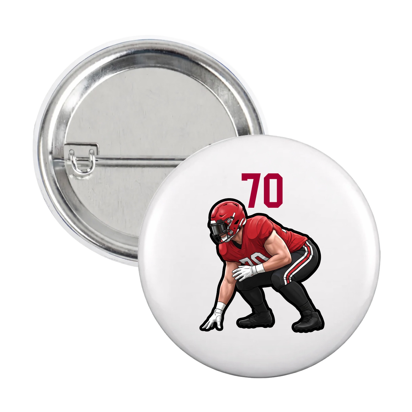 Game Day Button — Number Top in White