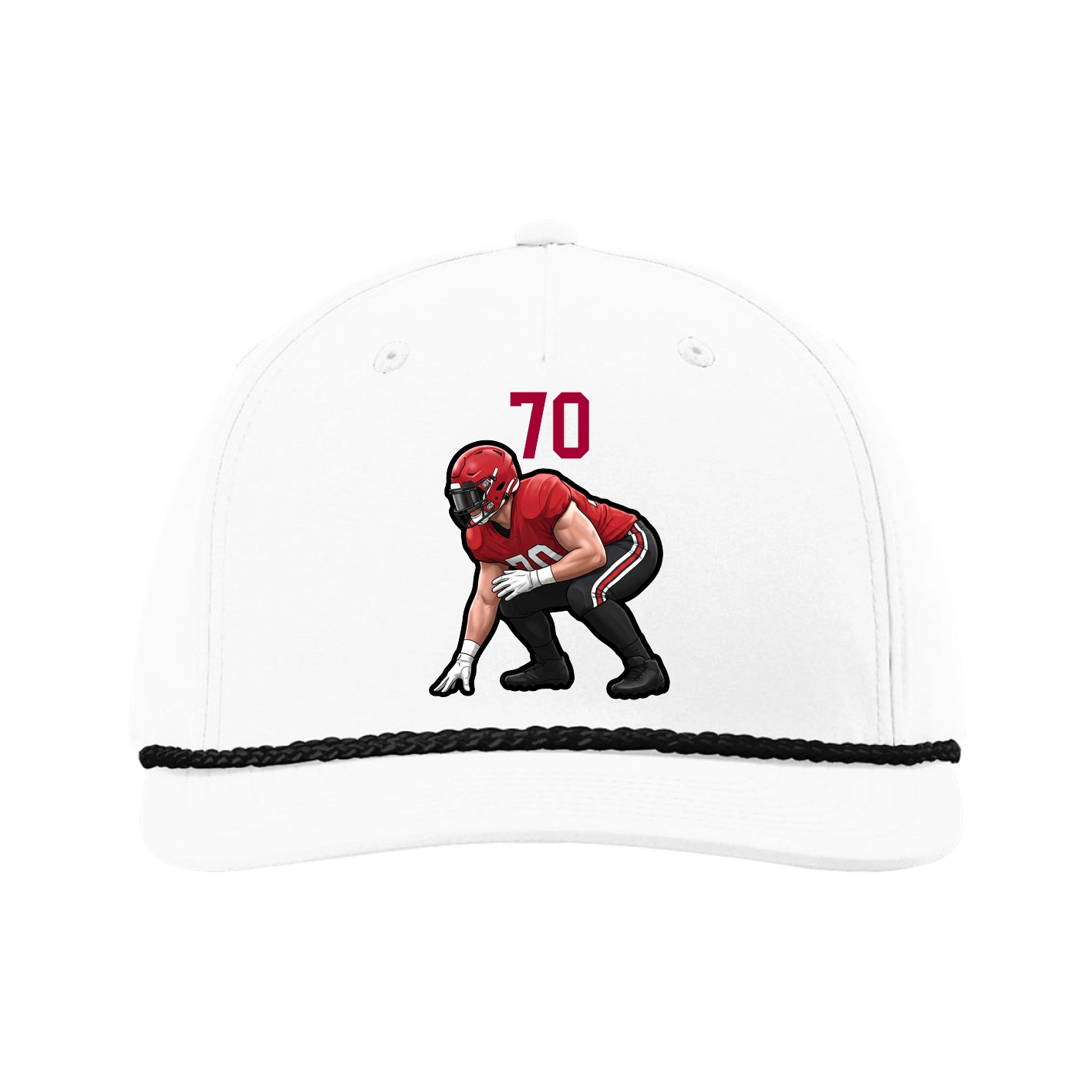 Five-Panel Classic Rope Cap — Number Top in White
