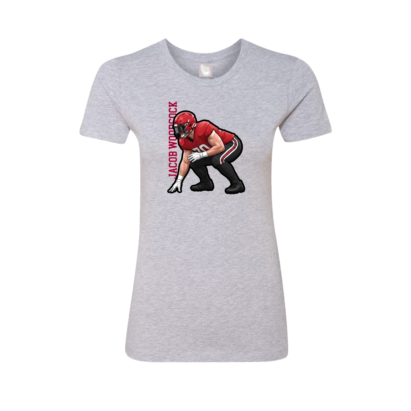 Fitted Women's Tee — Name Vertical in Grey
