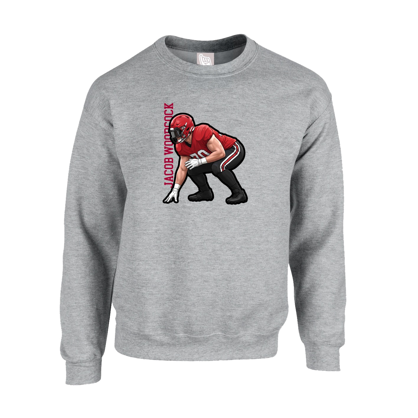 Fleece Crew — Name Vertical in Grey