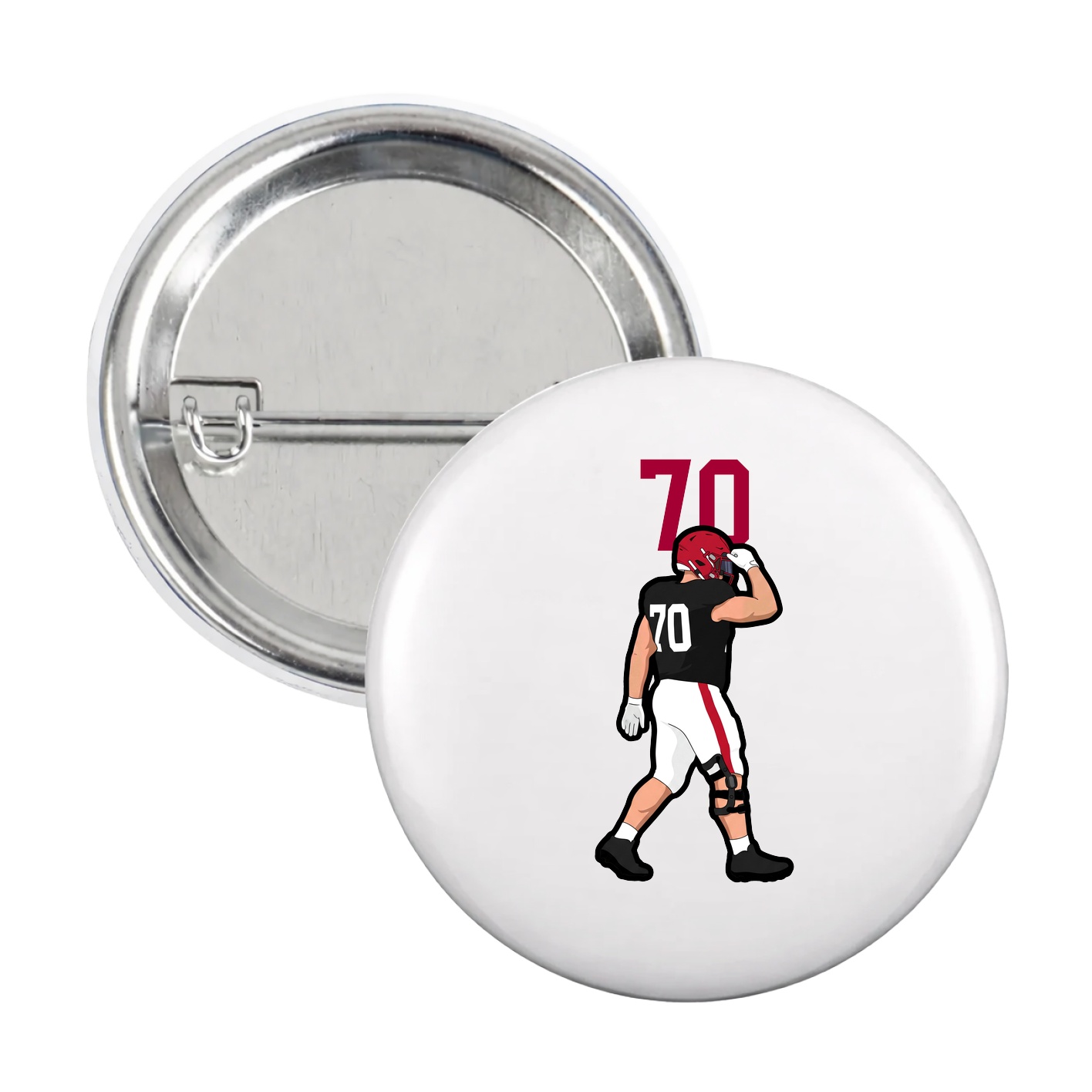 Game Day Button — Number Top in White