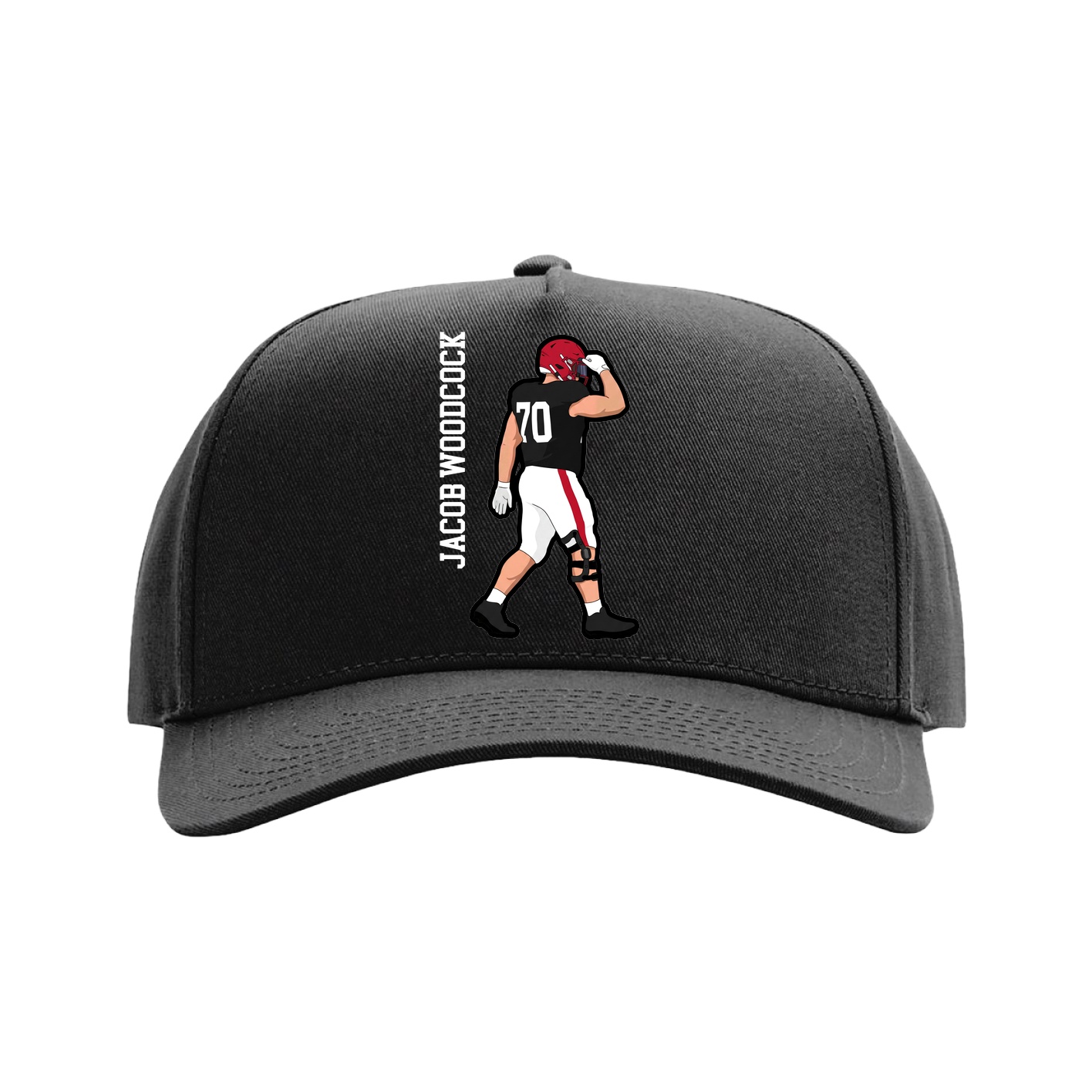 Full Fabric Five-Panel Champ Cap — Name Vertical in Black