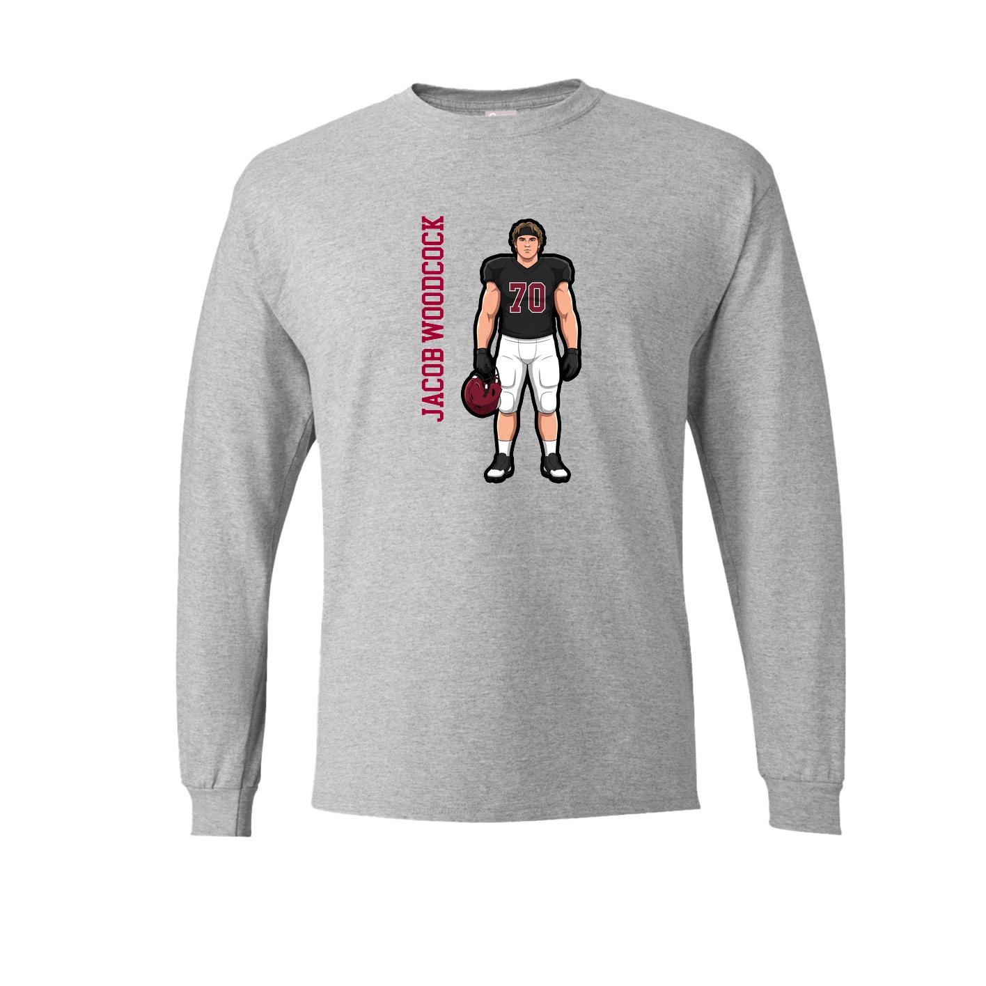 Long Sleeve Tee — Name Vertical in Grey