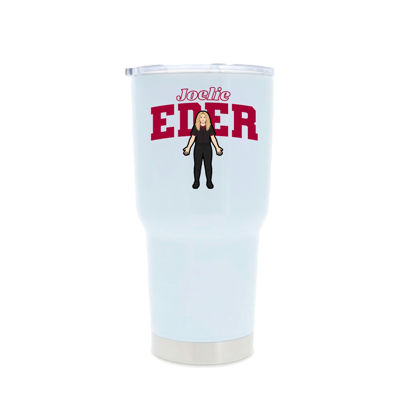 30oz Stainless Steel Tumbler — Name Arch in White