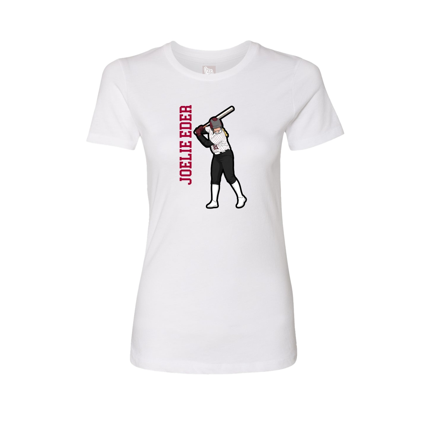 Womens Tee — Name Vertical in White