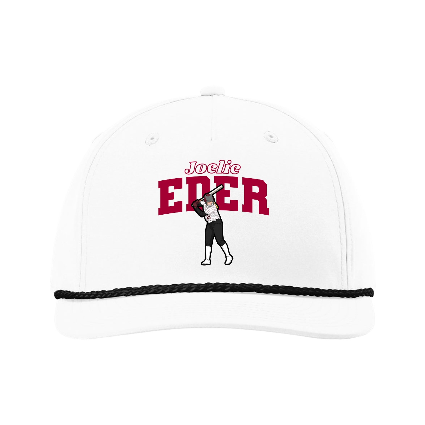 Five-Panel Classic Rope Cap — Name Arch in White