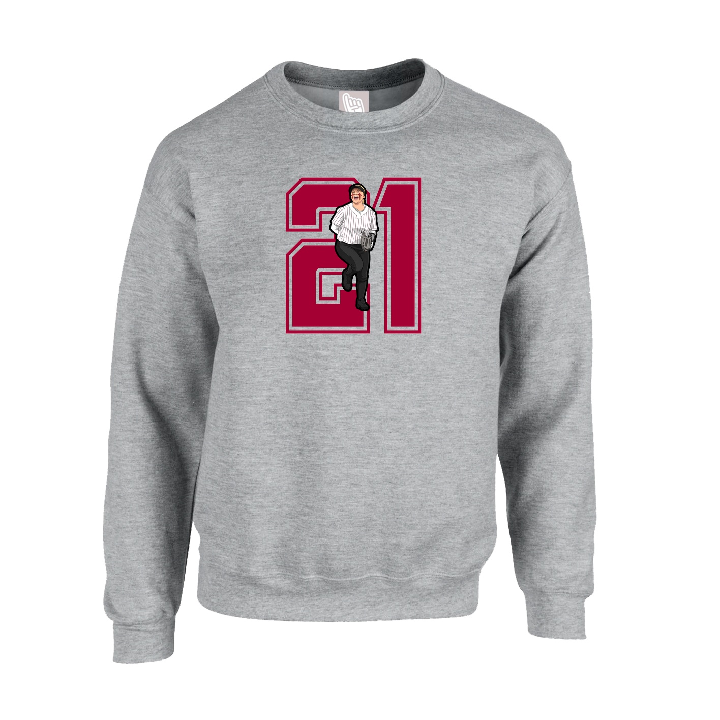 Fleece Crew — Number in Grey