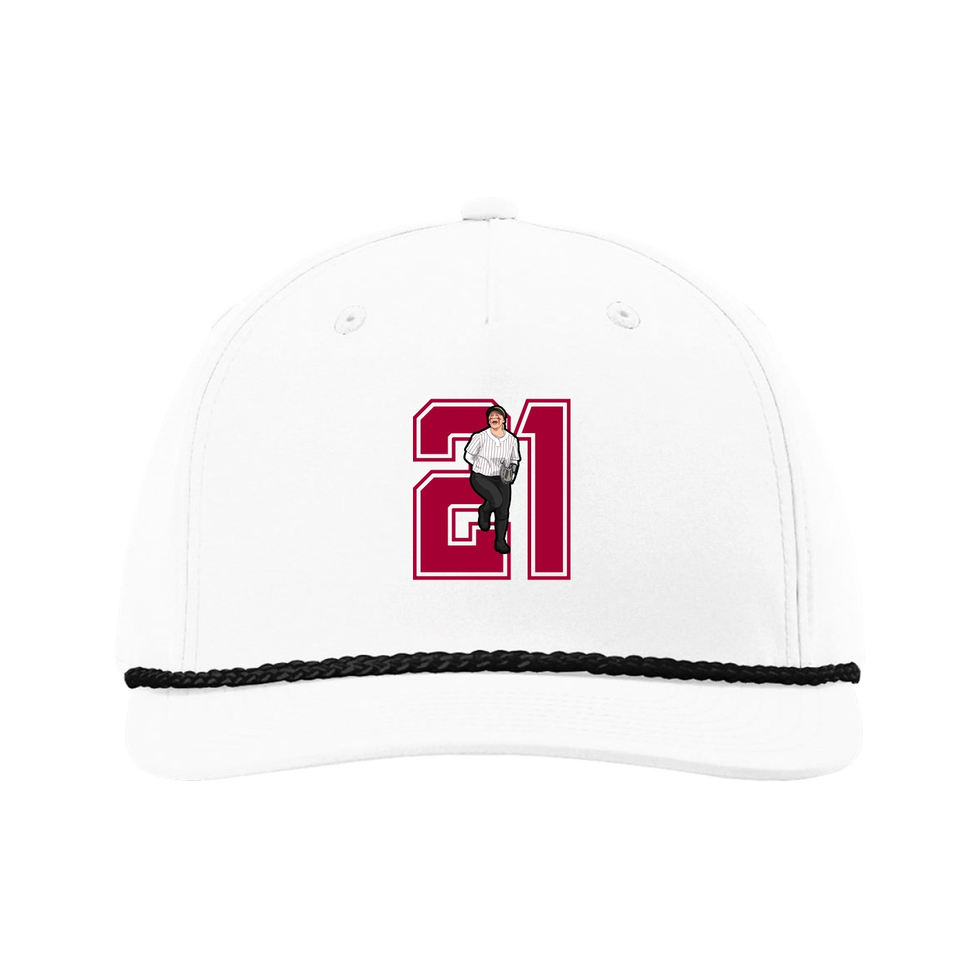 Five-Panel Classic Rope Cap — Number in White
