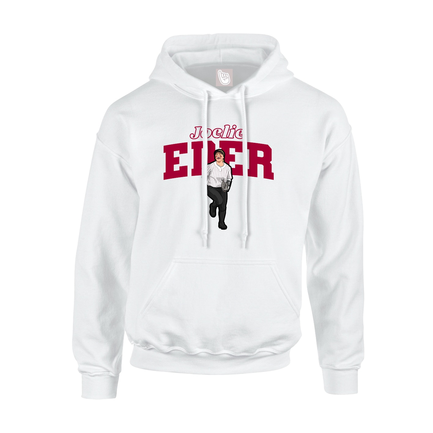 Youth Hoodie — Name Arch in White