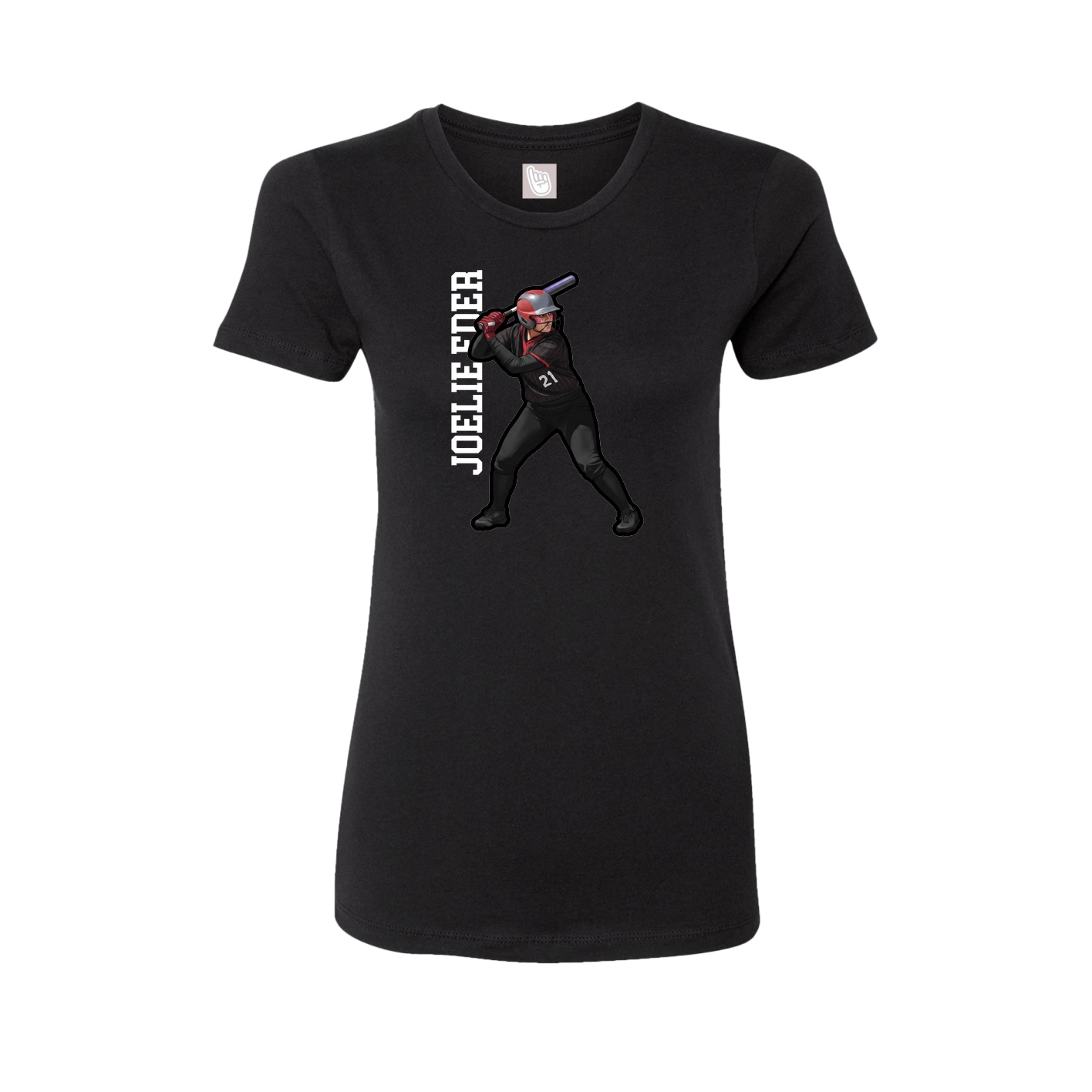 Womens Tee — Name Vertical in Black