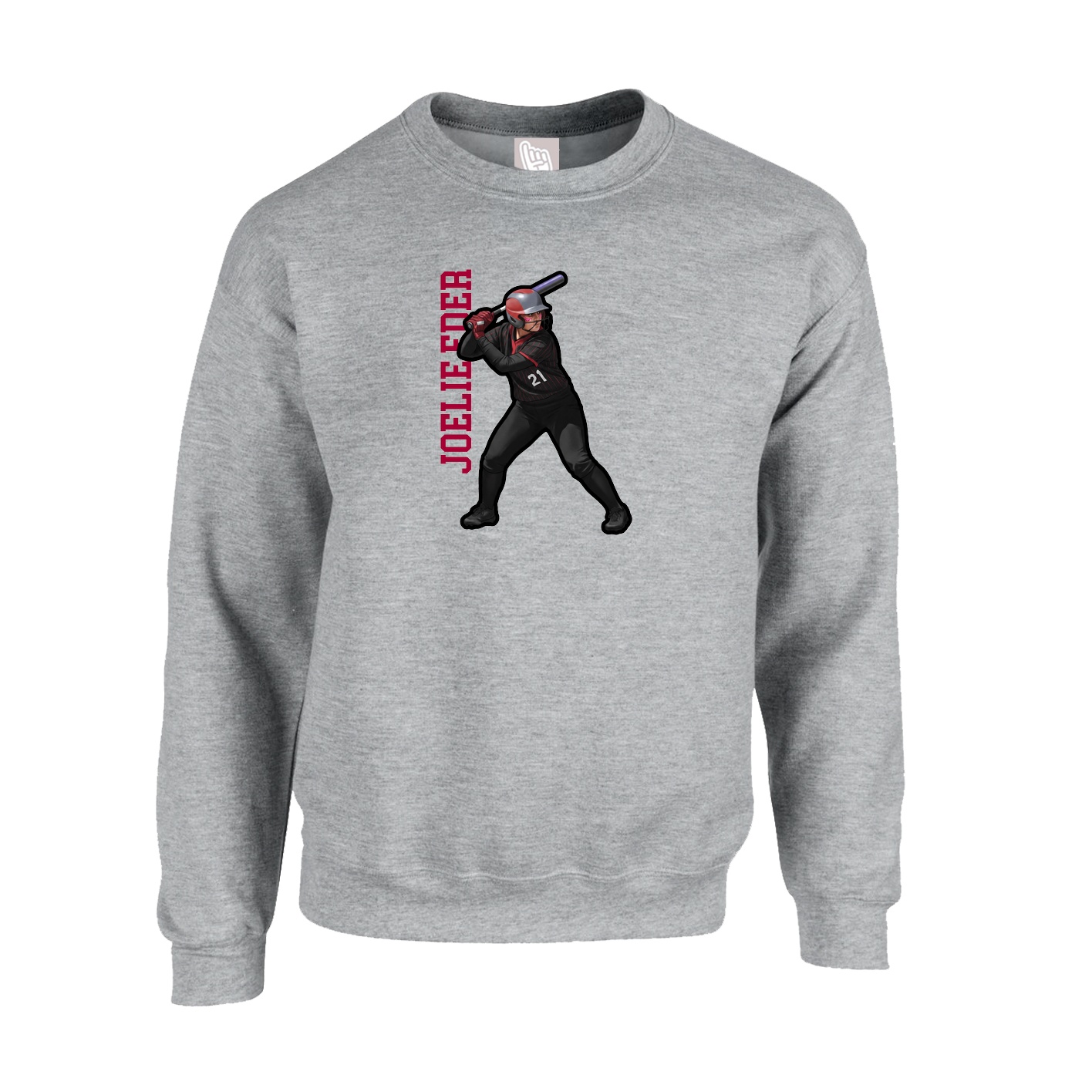 Fleece Crew — Name Vertical in Grey