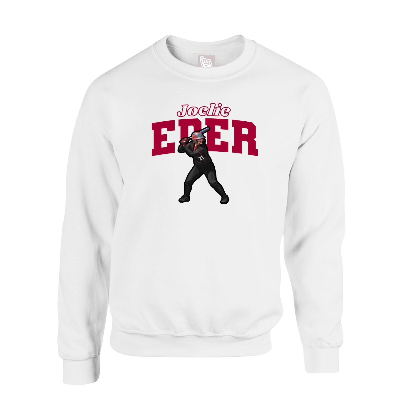 Fleece Crew — Name Arch in White