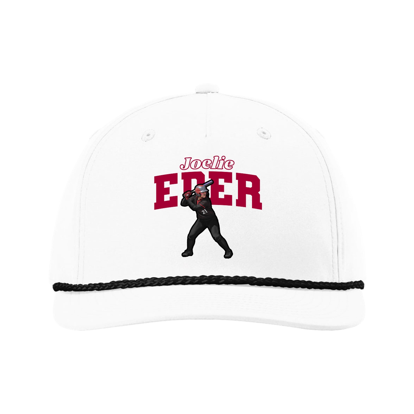 Five-Panel Classic Rope Cap — Name Arch in White