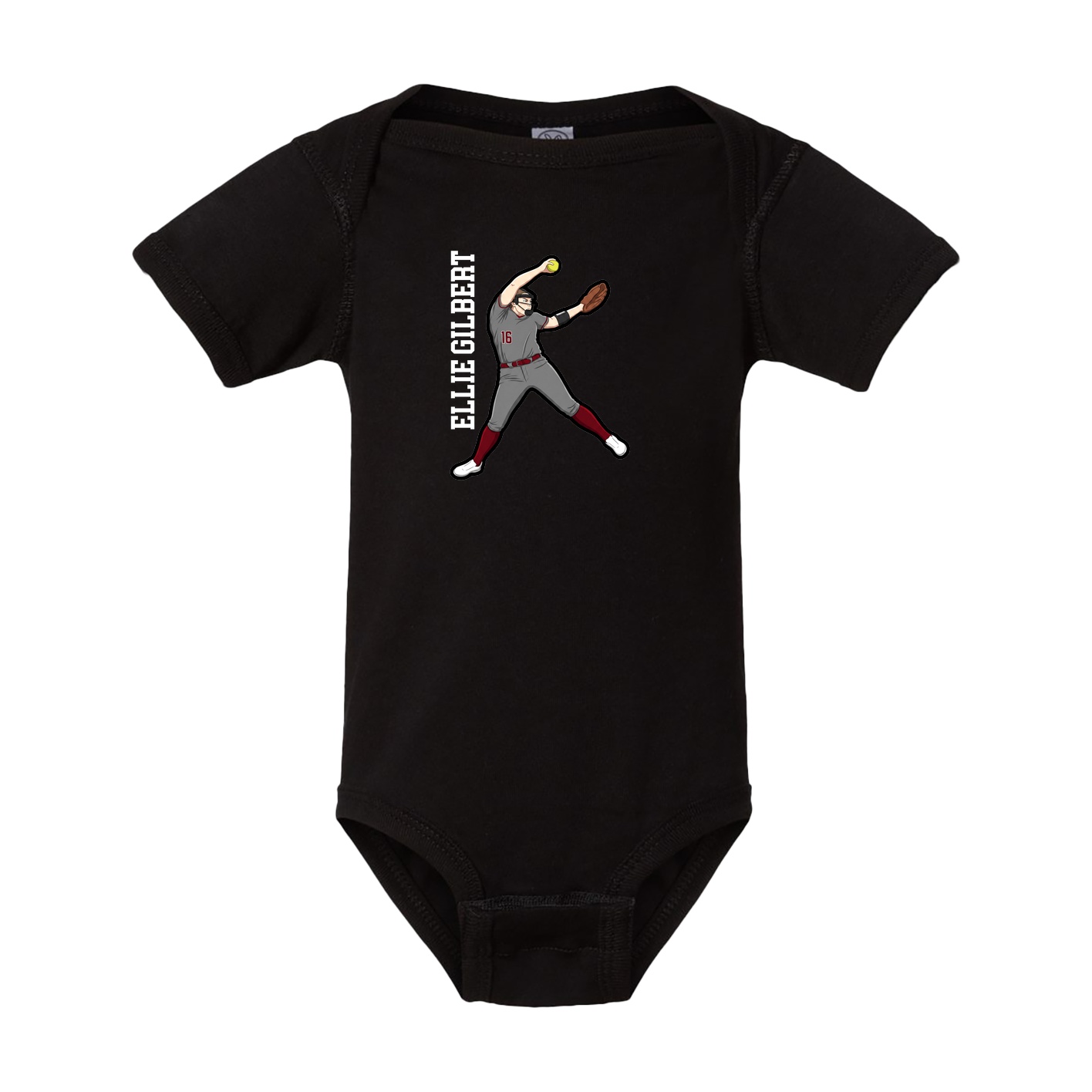 Baby Onesie — Name Vertical in Black