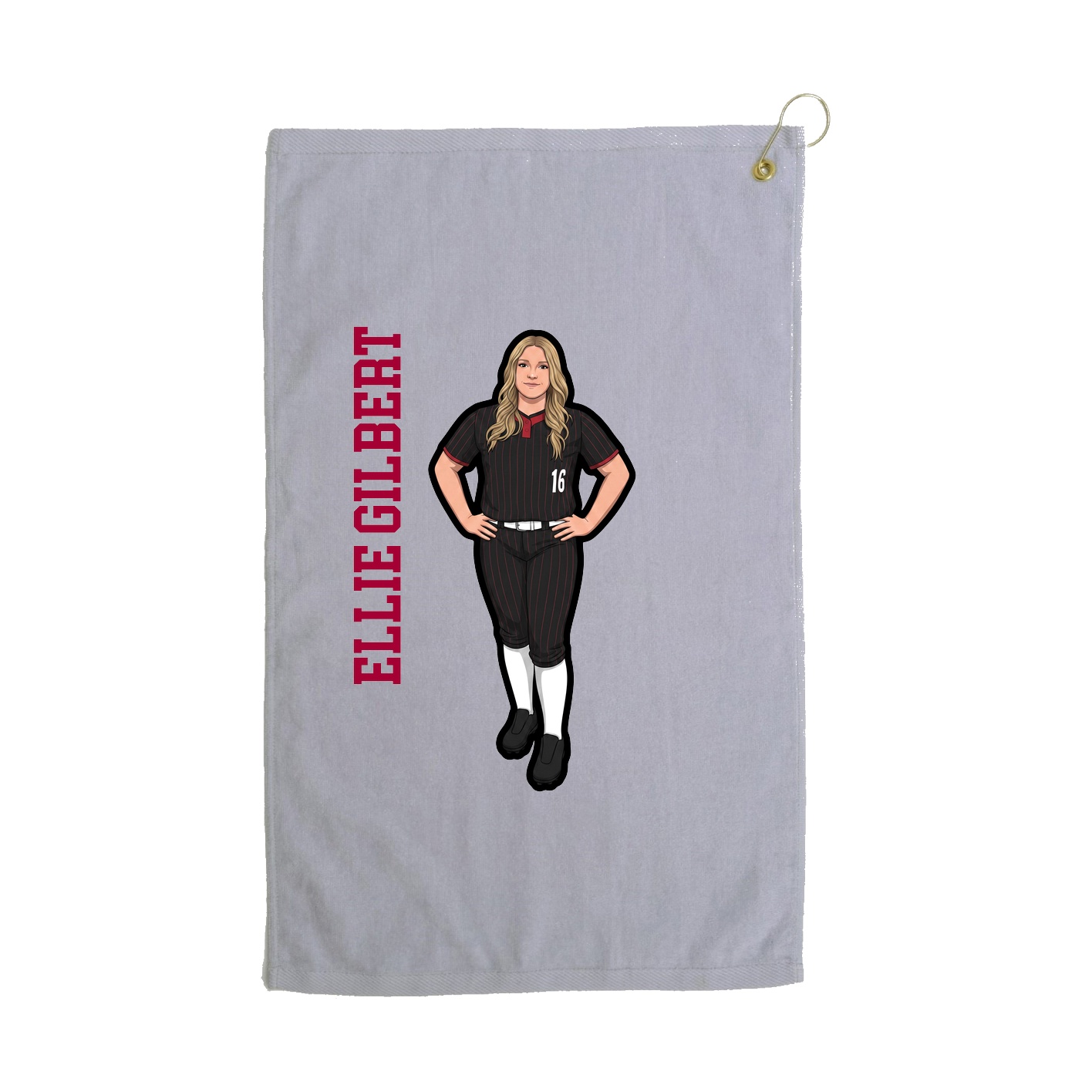 Golf Towel — Name Vertical in Grey