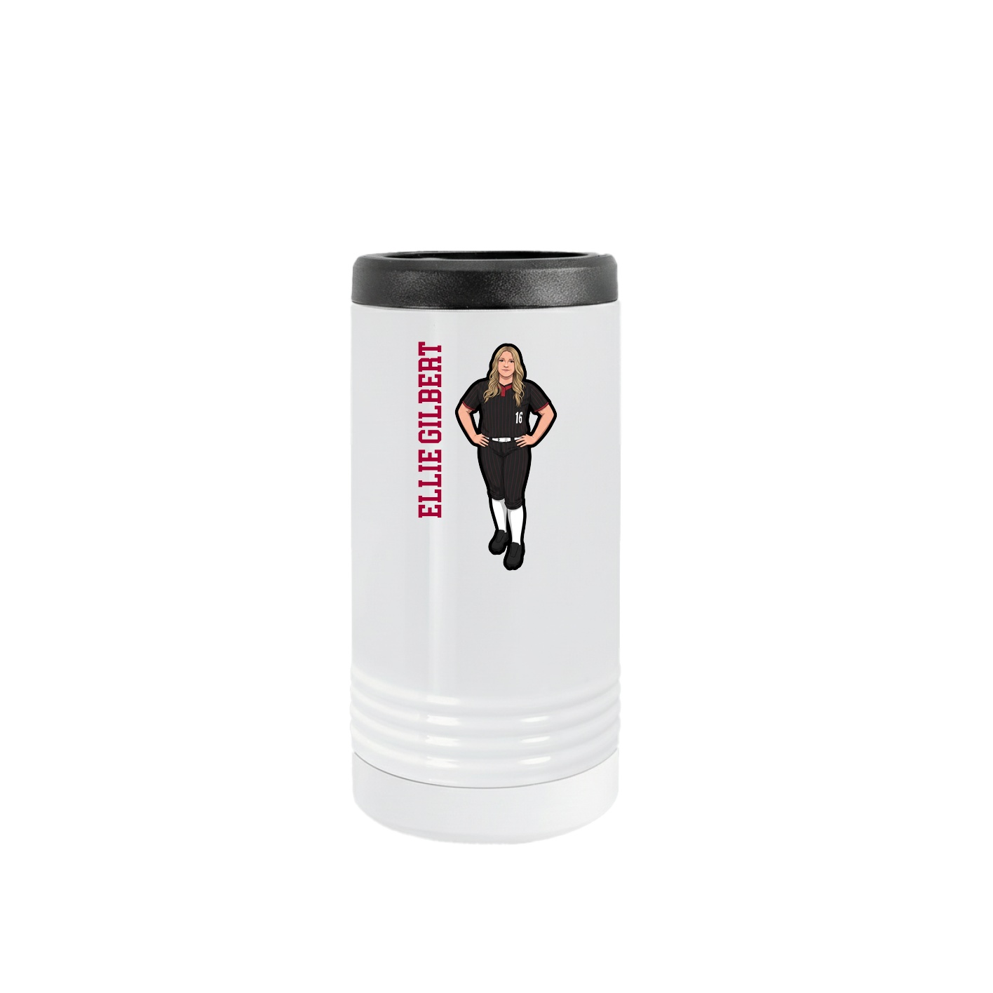 Slim Beverage Holder — Name Vertical in White