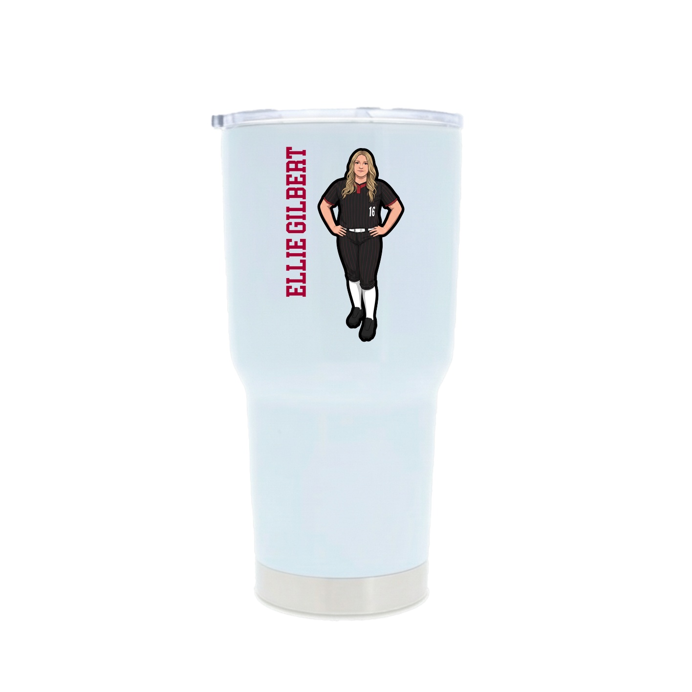 30oz Stainless Steel Tumbler — Name Vertical in White