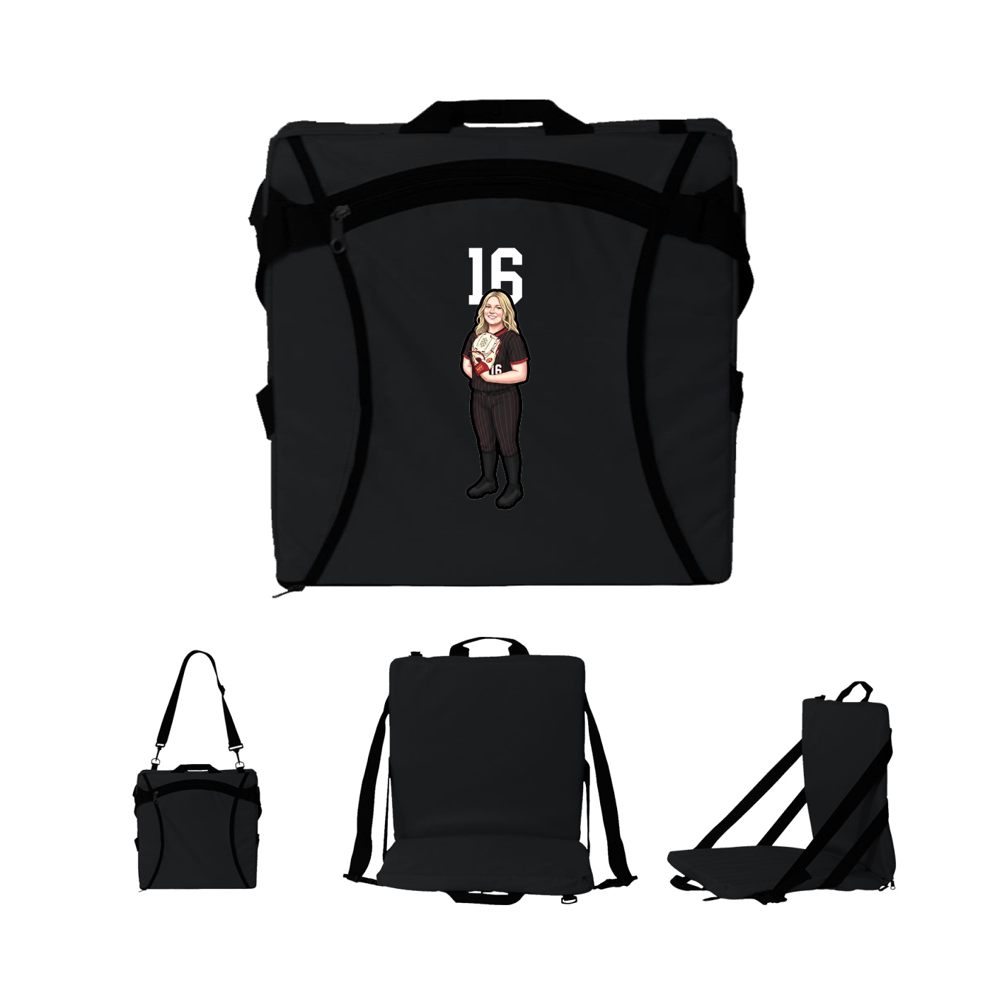 Folding Stadium Seat — Number Top in Black