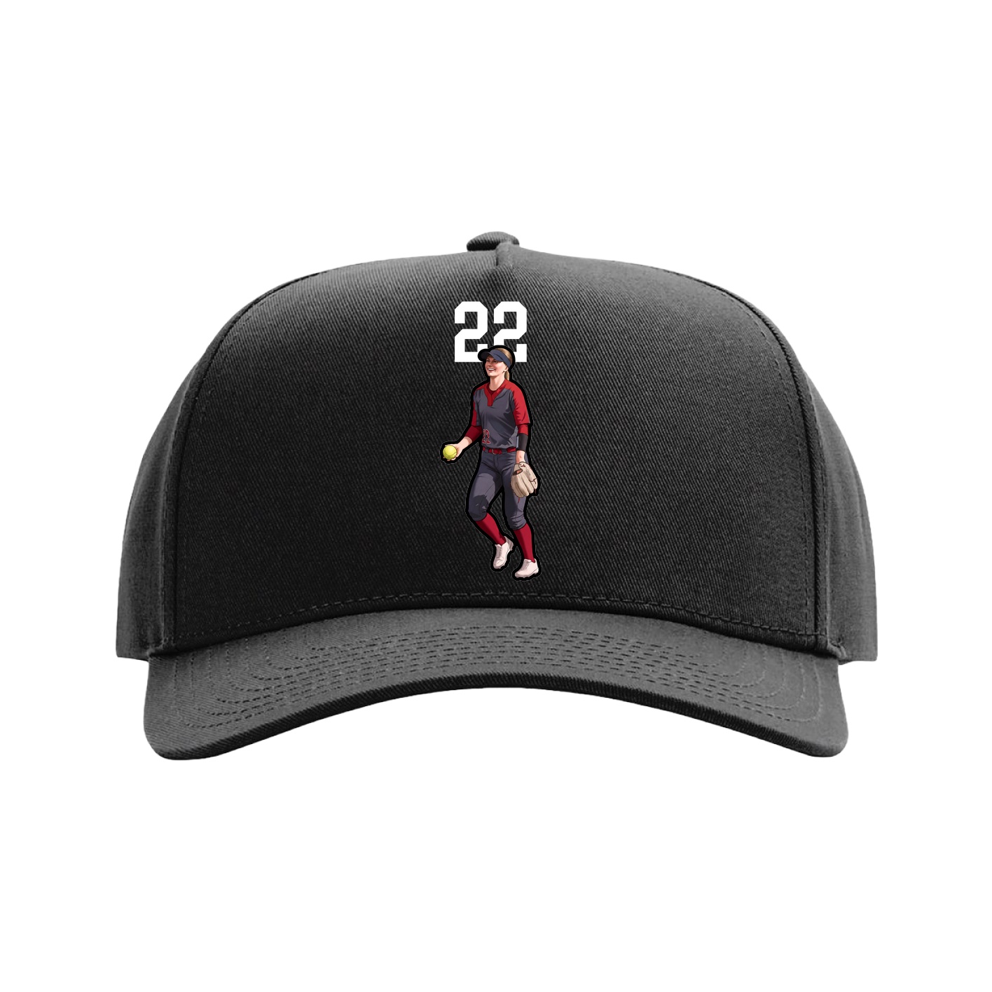 Full Fabric Five-Panel Champ Cap — Number Top in Black