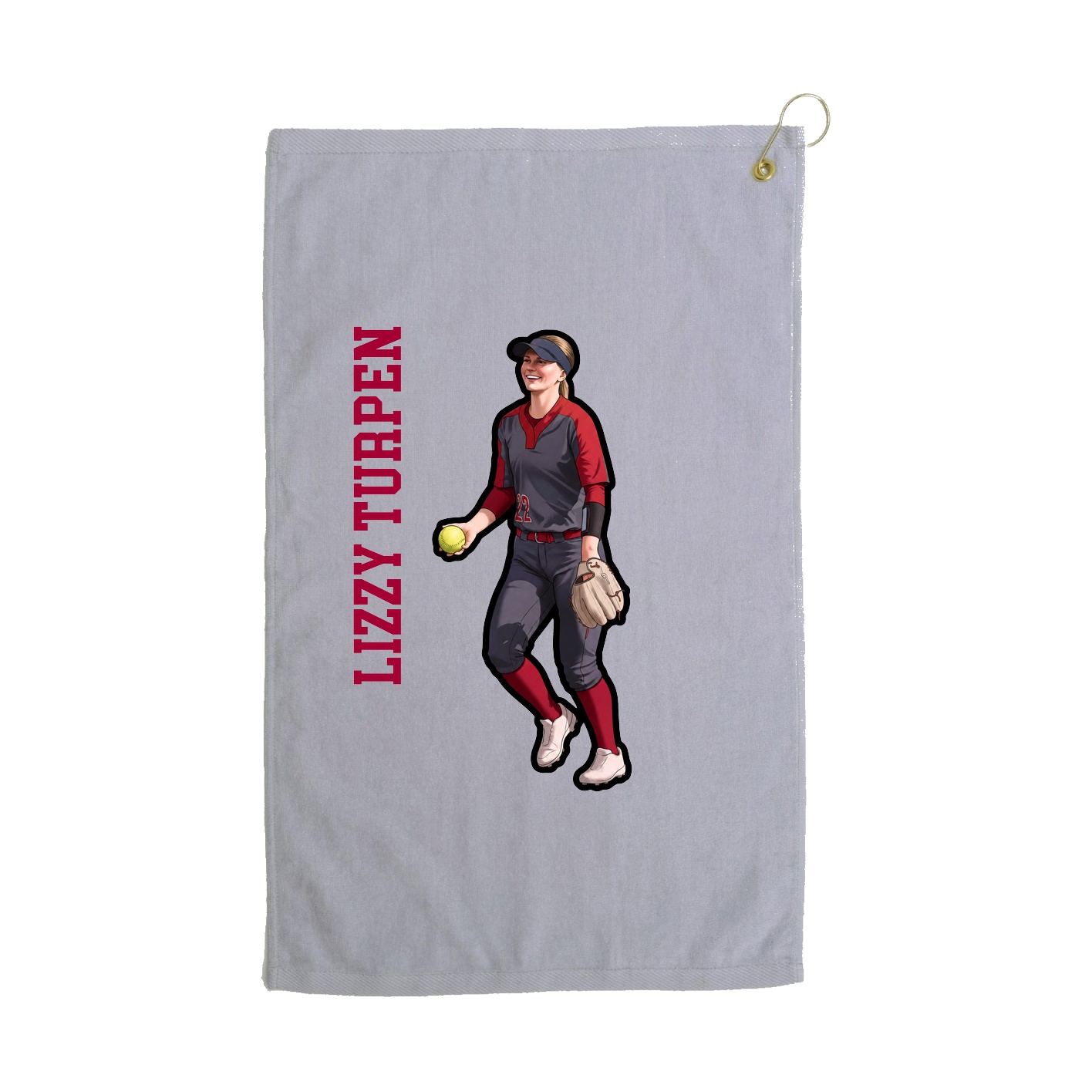 Golf Towel — Name Vertical in Grey