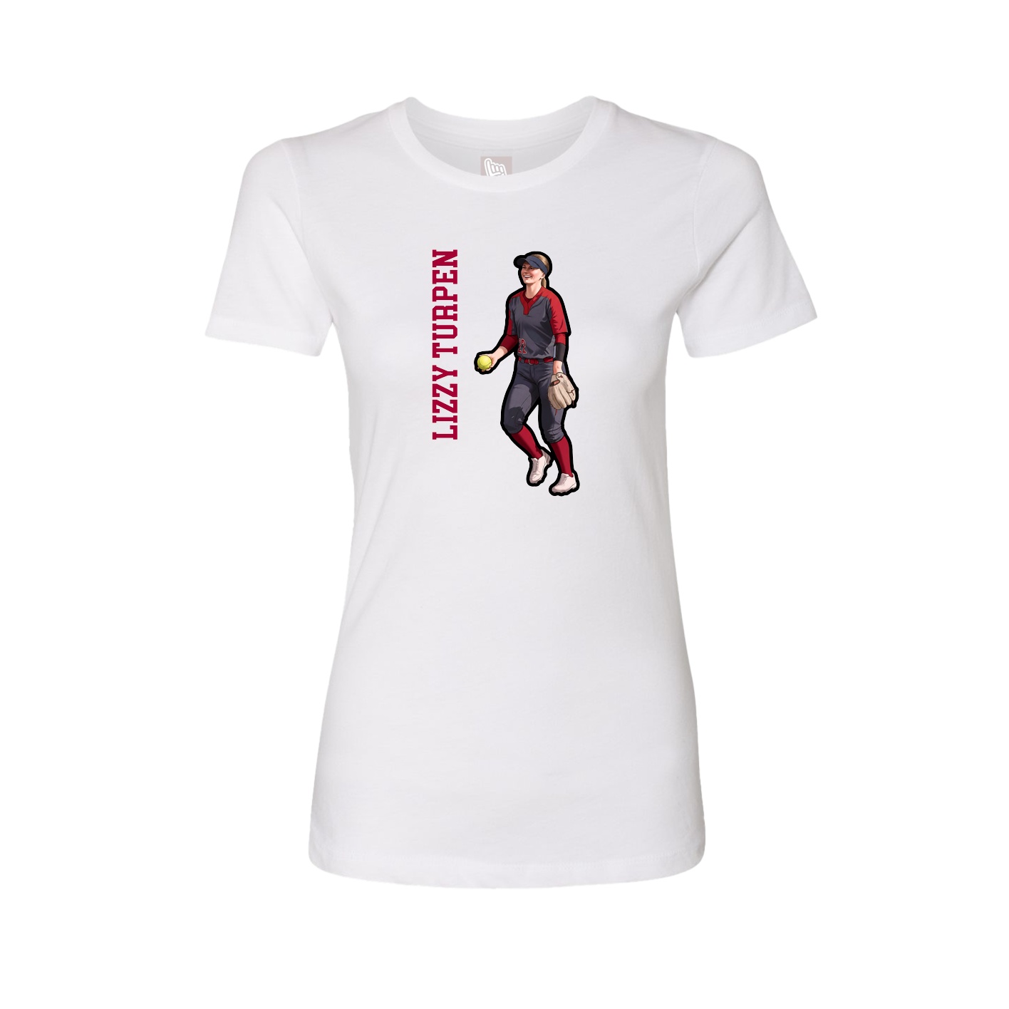Fitted Women's Tee — Name Vertical in White