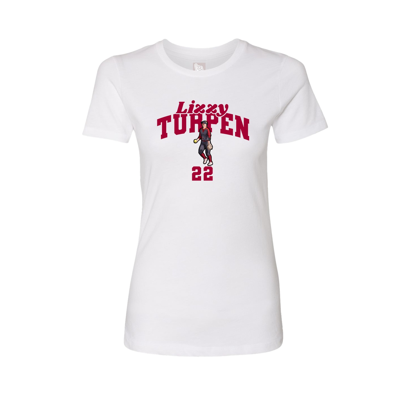 Fitted Women's Tee — Signature Arch in White