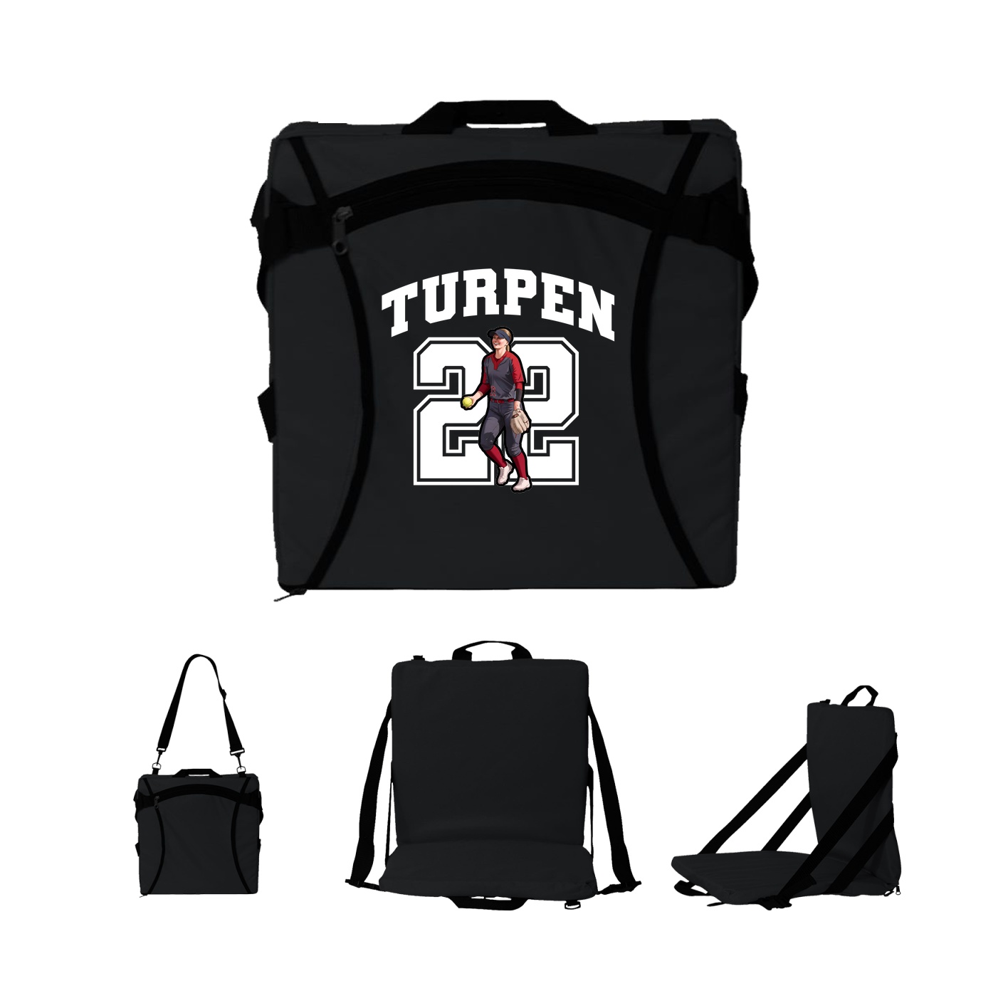 Folding Stadium Seat — Number in Black