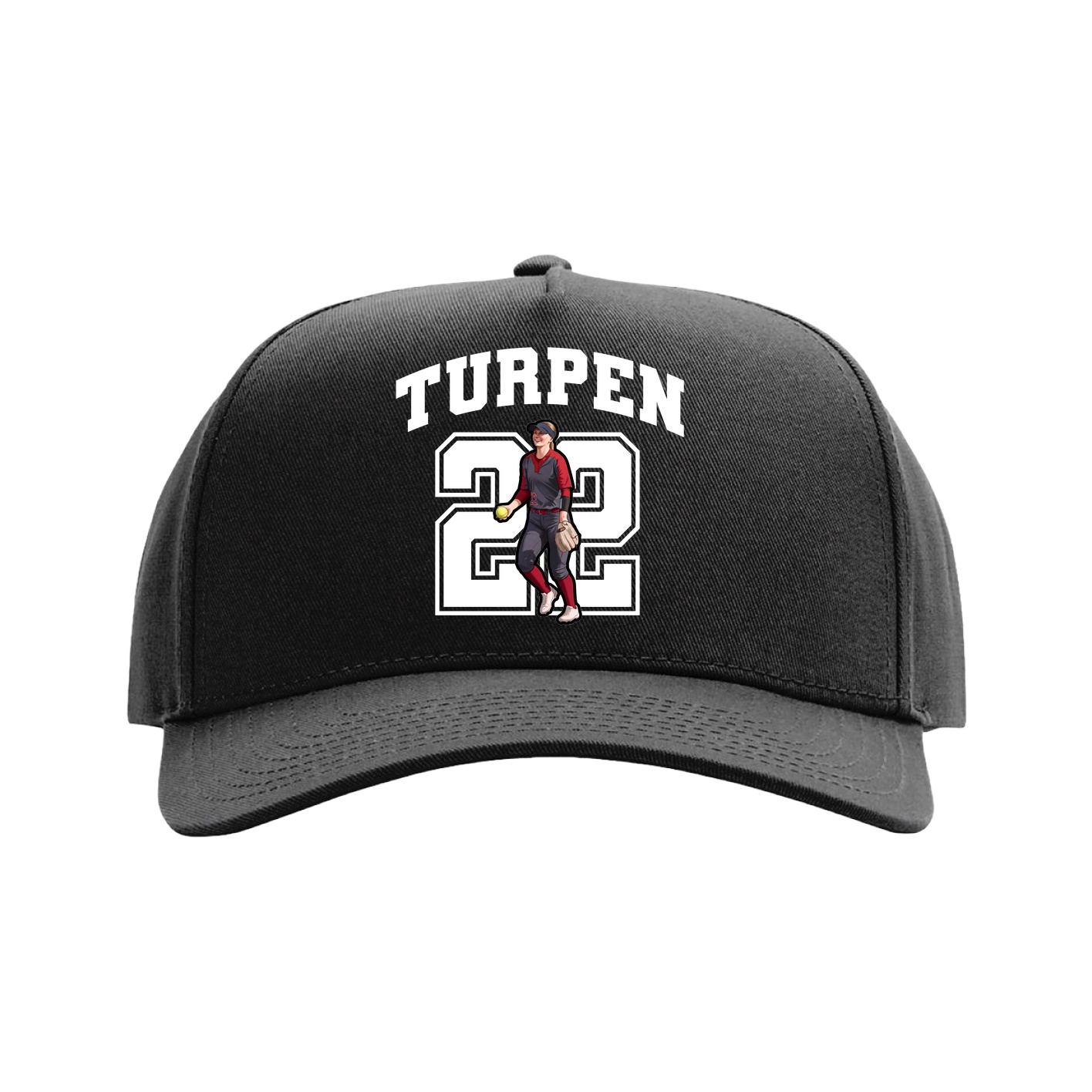 Full Fabric Five-Panel Champ Cap — Number in Black