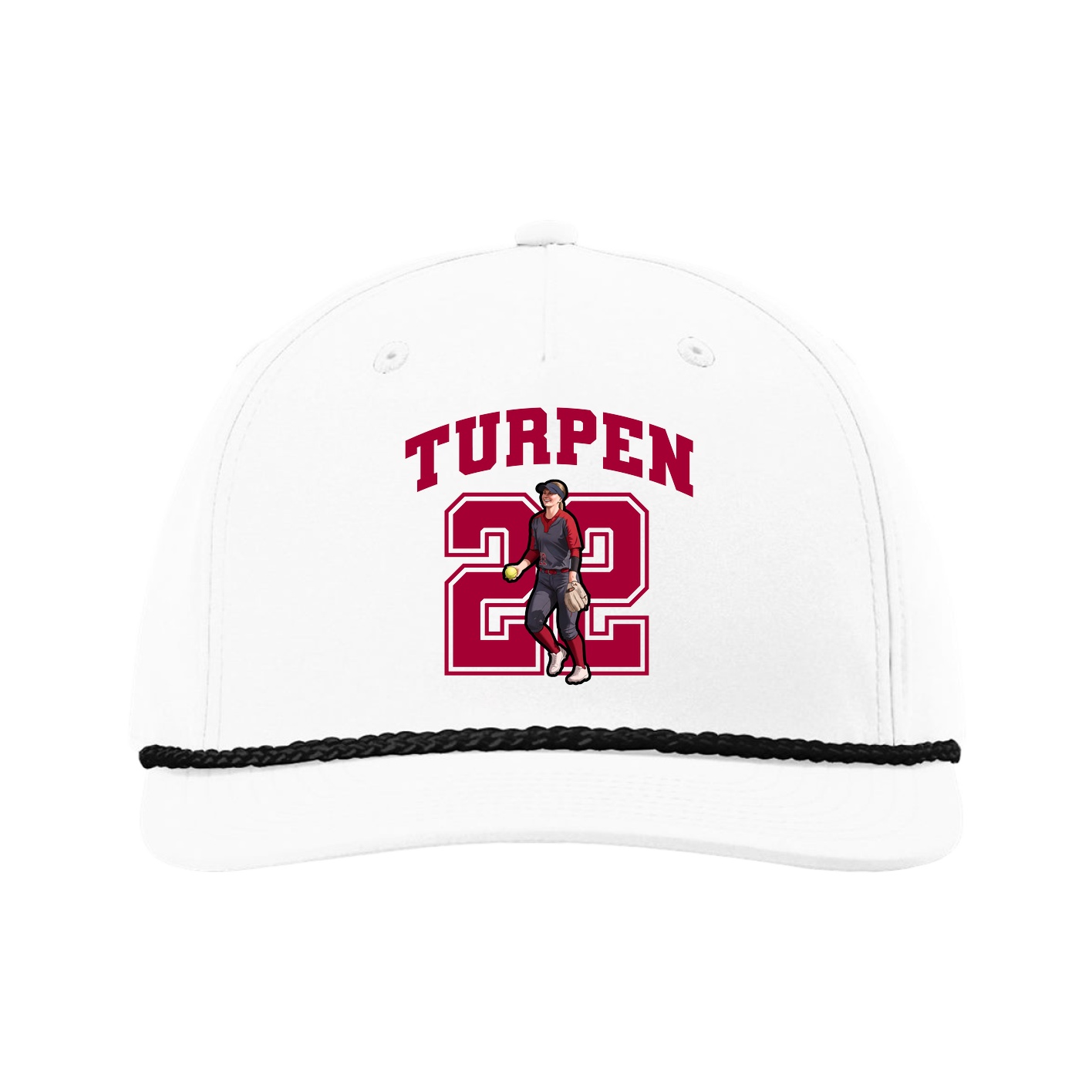 Five-Panel Classic Rope Cap — Number in White