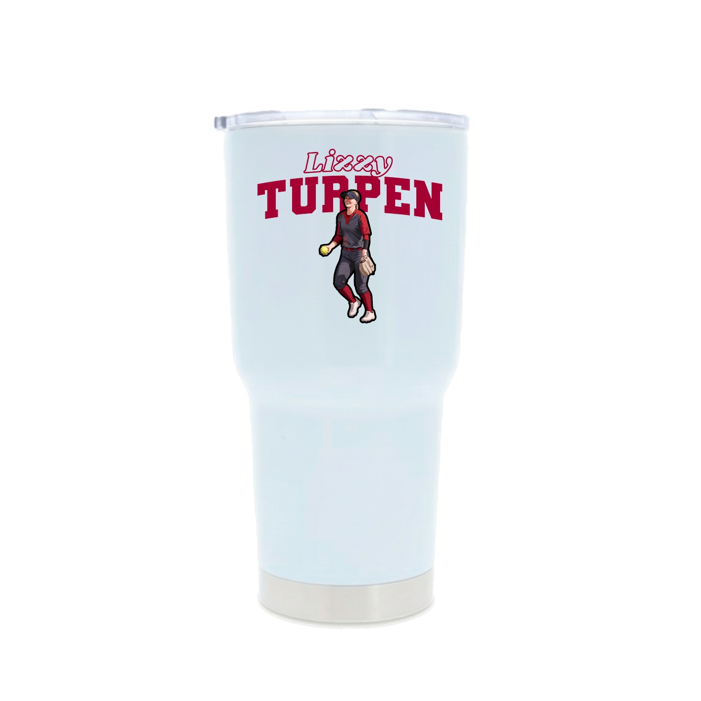 30oz Stainless Steel Tumbler — Name Arch in White