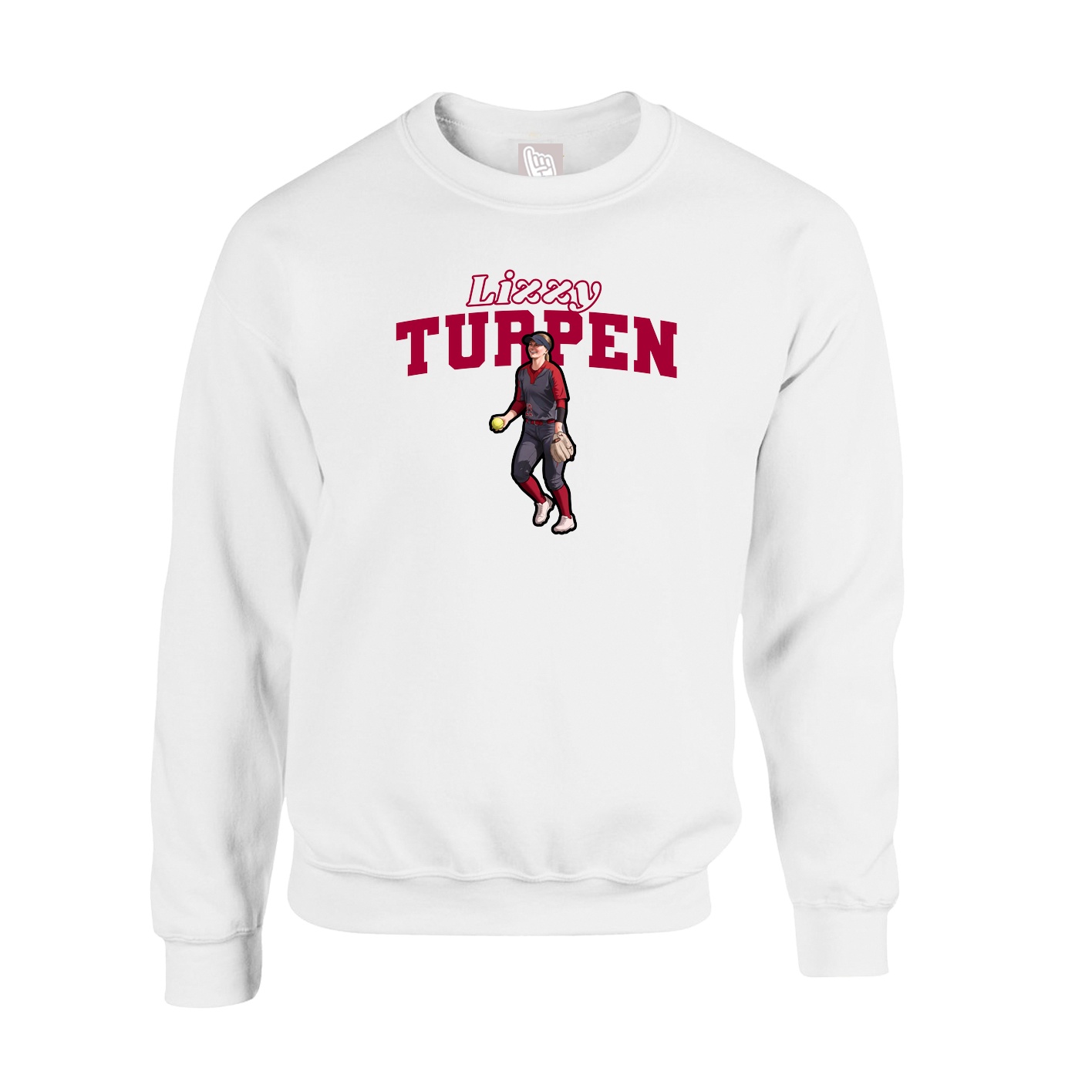 Fleece Crew — Name Arch in White