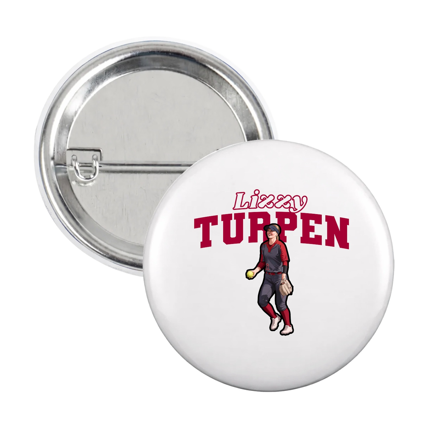 Game Day Button — Name Arch in White