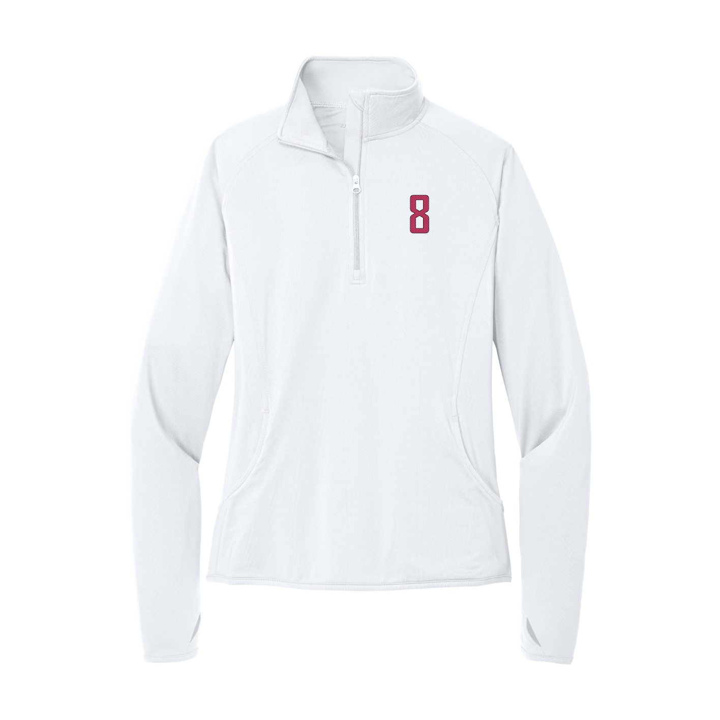 Women's Q-Zip Pullover — Front Shirsy in White
