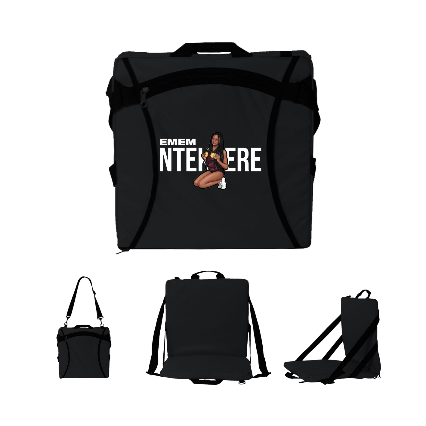 Folding Stadium Seat — Player Name in Black