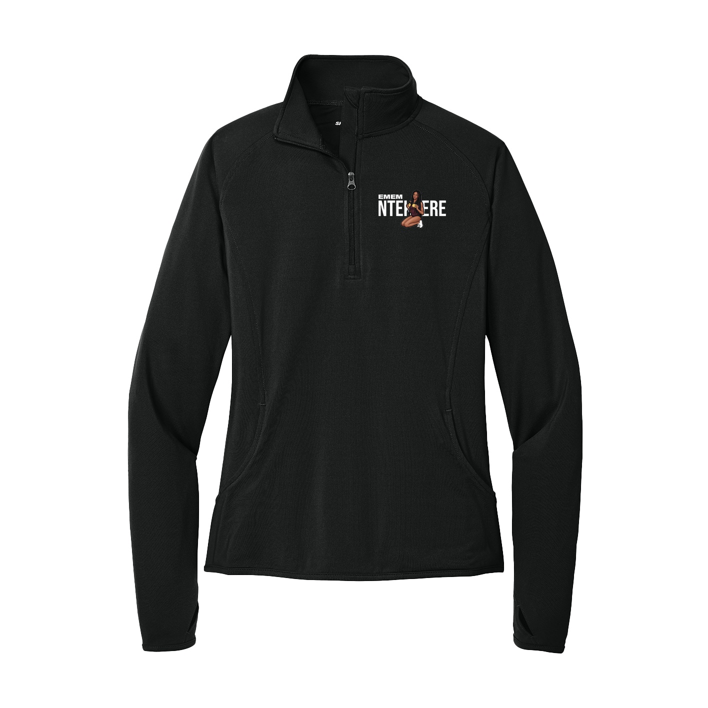 Women's Q-Zip Pullover — Player Name in Black