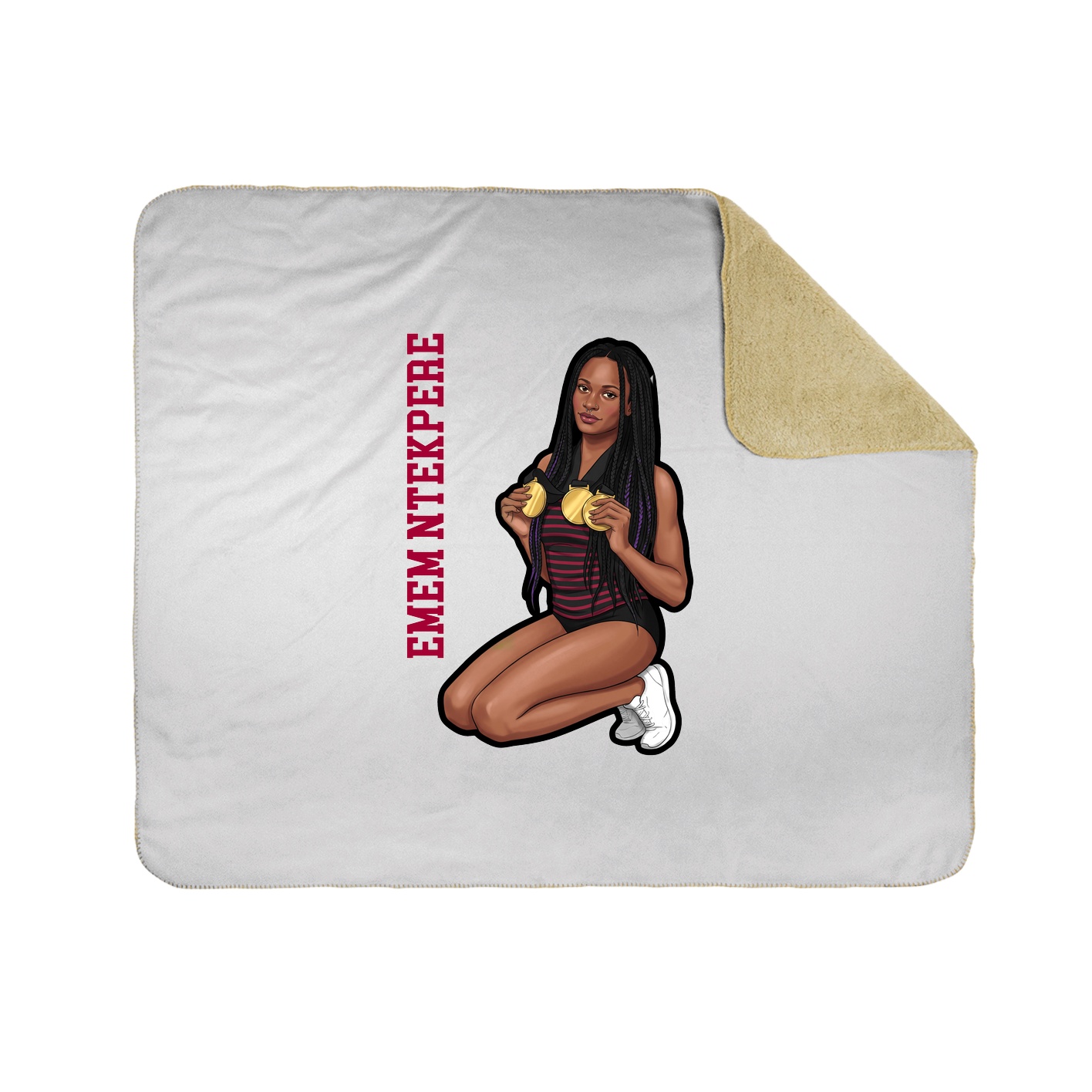 Throw Blanket — Name Vertical in White