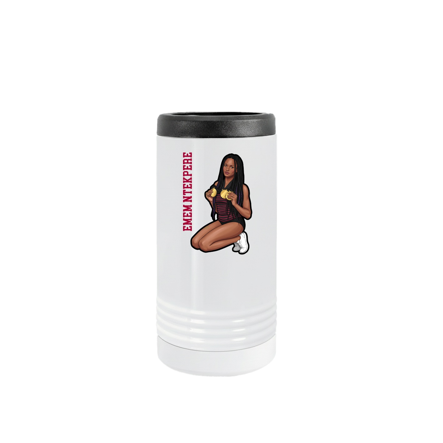 Slim Beverage Holder — Name Vertical in White