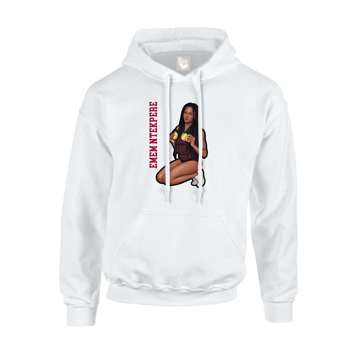 Youth Hoodie — Name Vertical in White