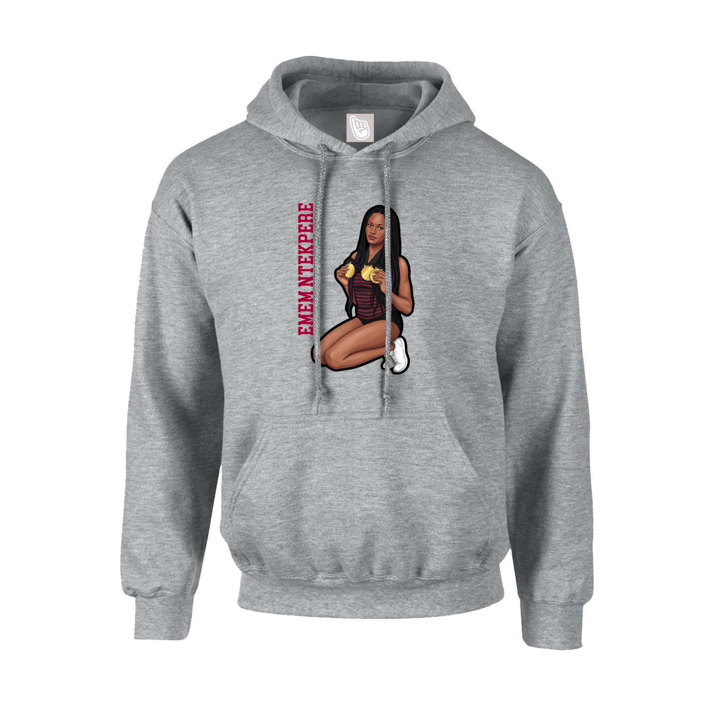 Youth Hoodie — Name Vertical in Grey