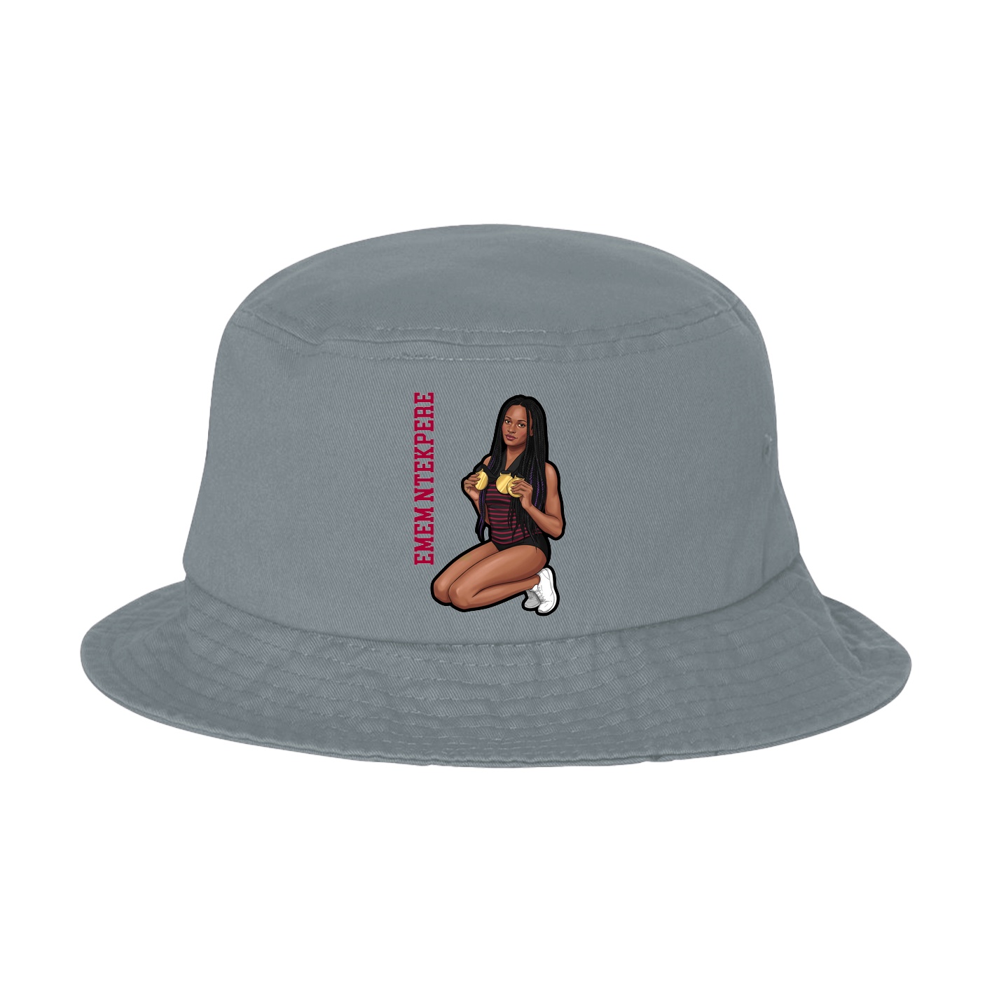 Bucket Cap — Name Vertical in Grey