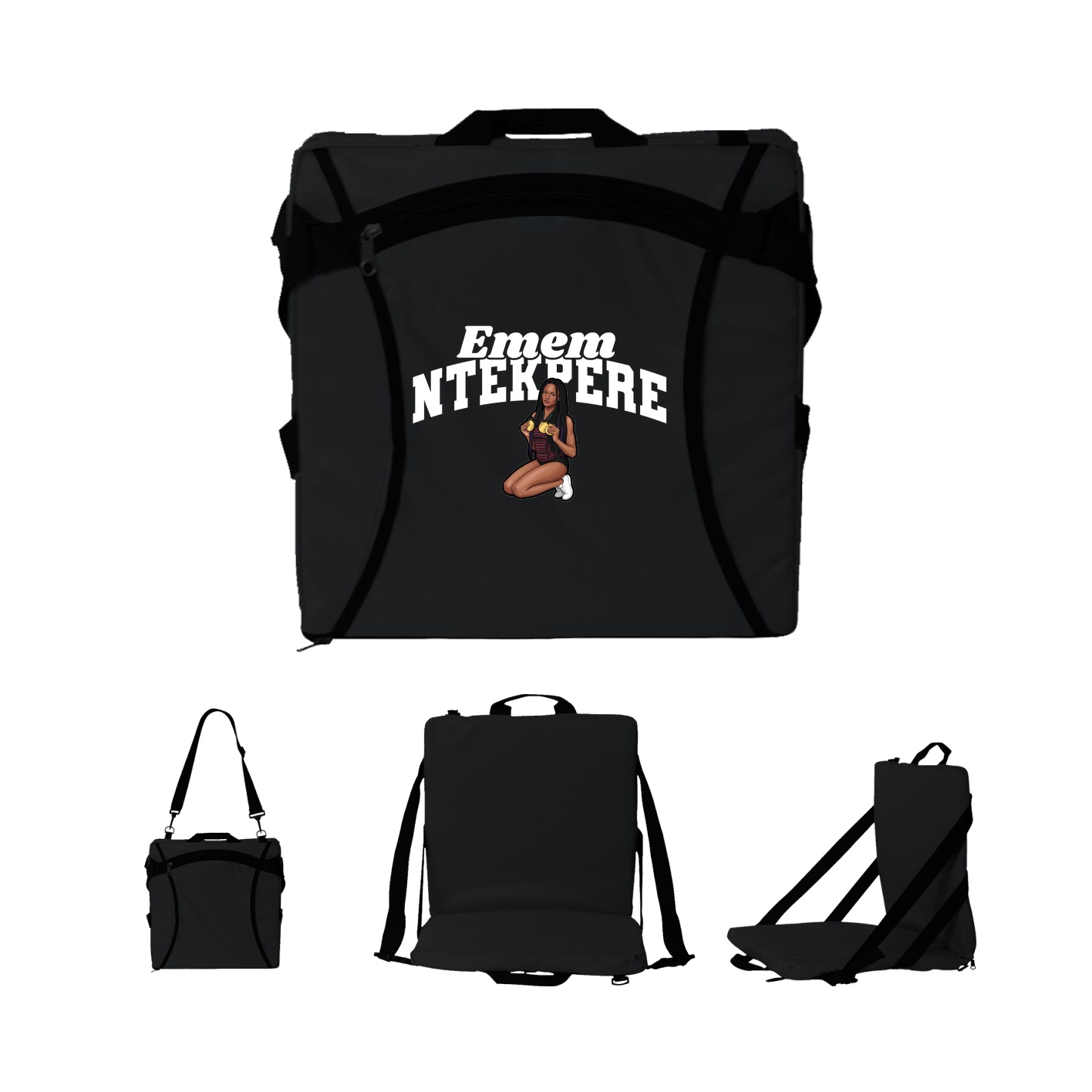 Folding Stadium Seat — Signature Arch in Black