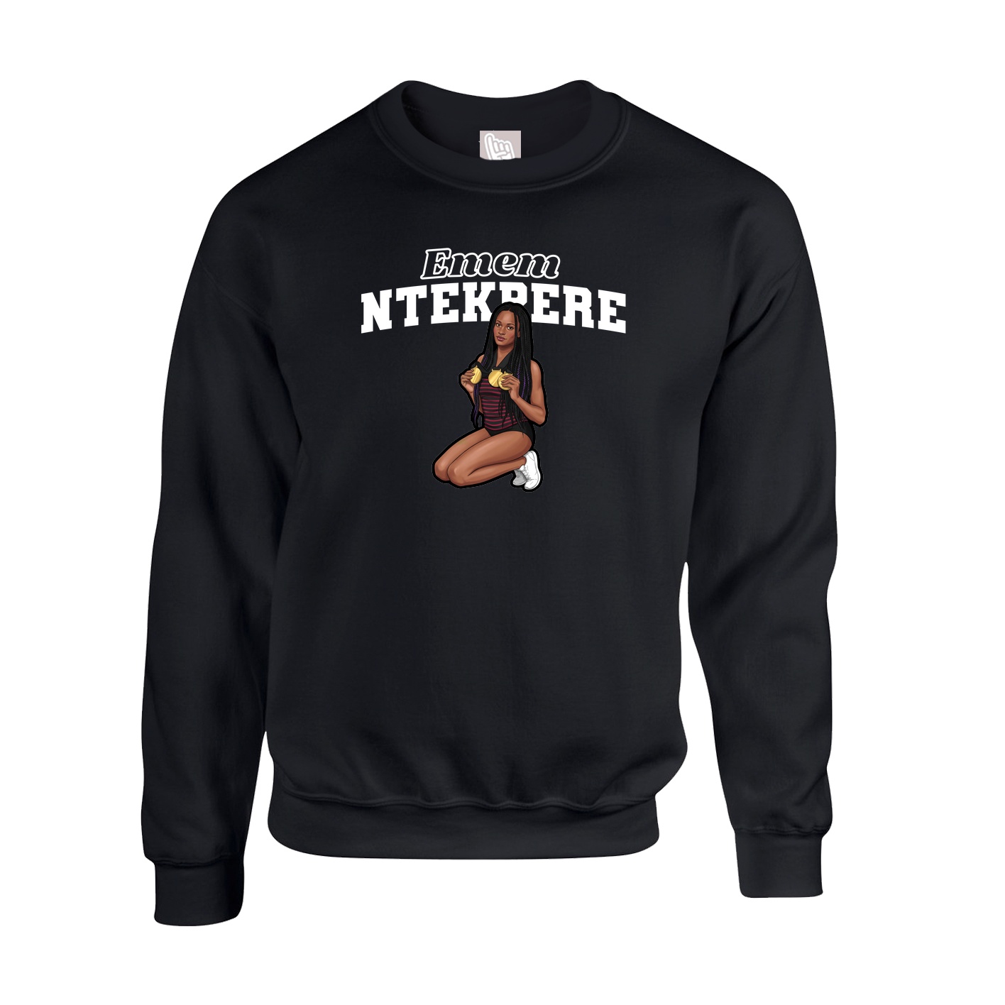 Fleece Crew — Name Arch in Black