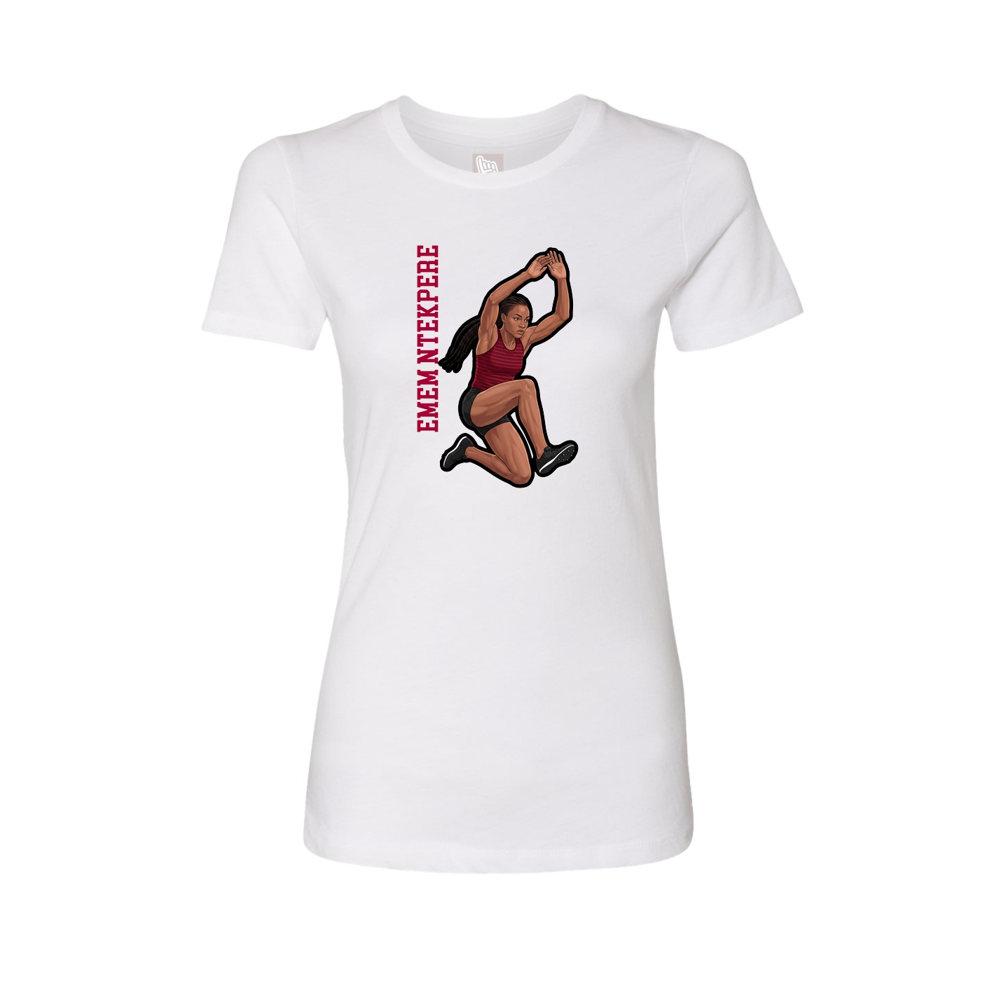 Fitted Women's Tee — Name Vertical in White