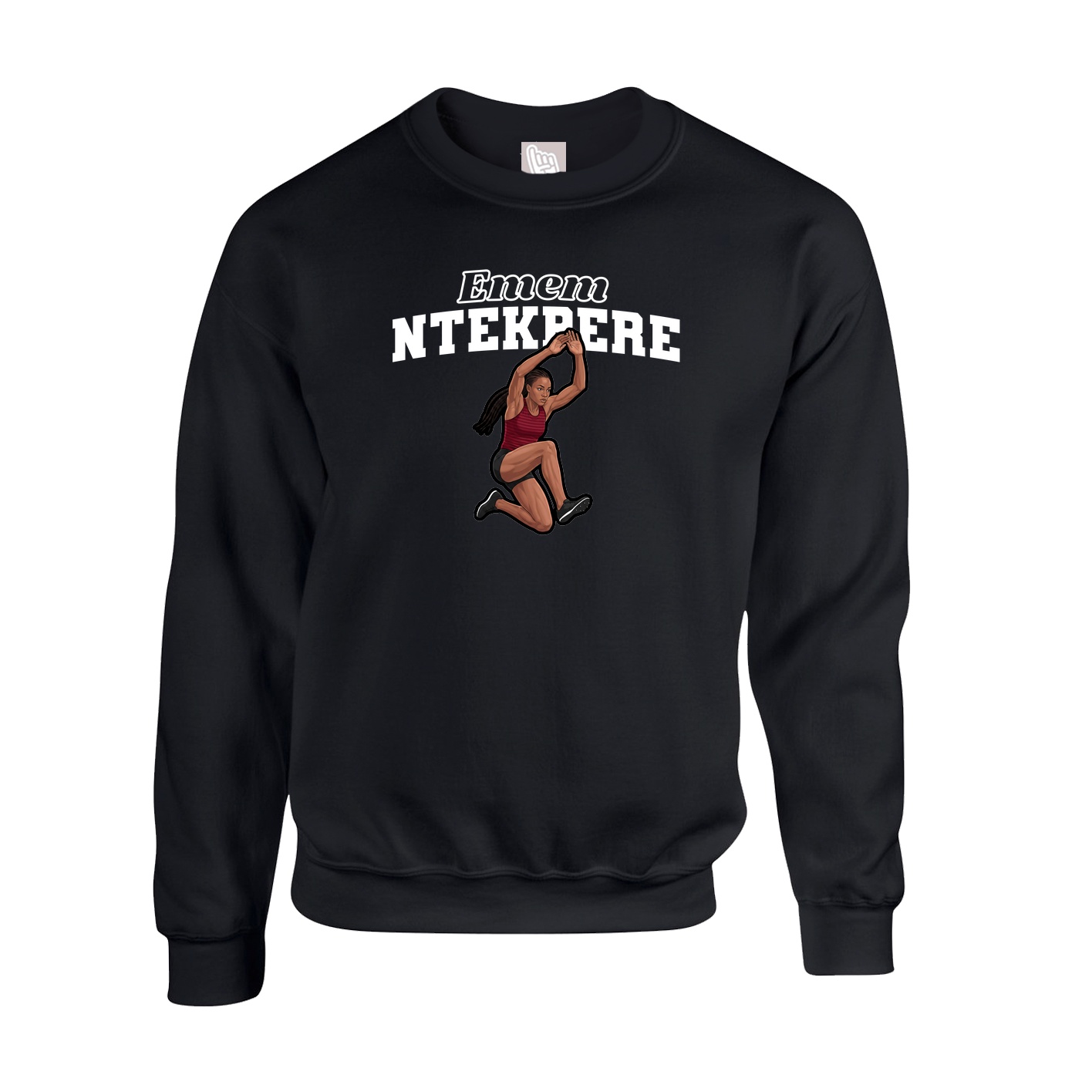 Fleece Crew — Name Arch in Black