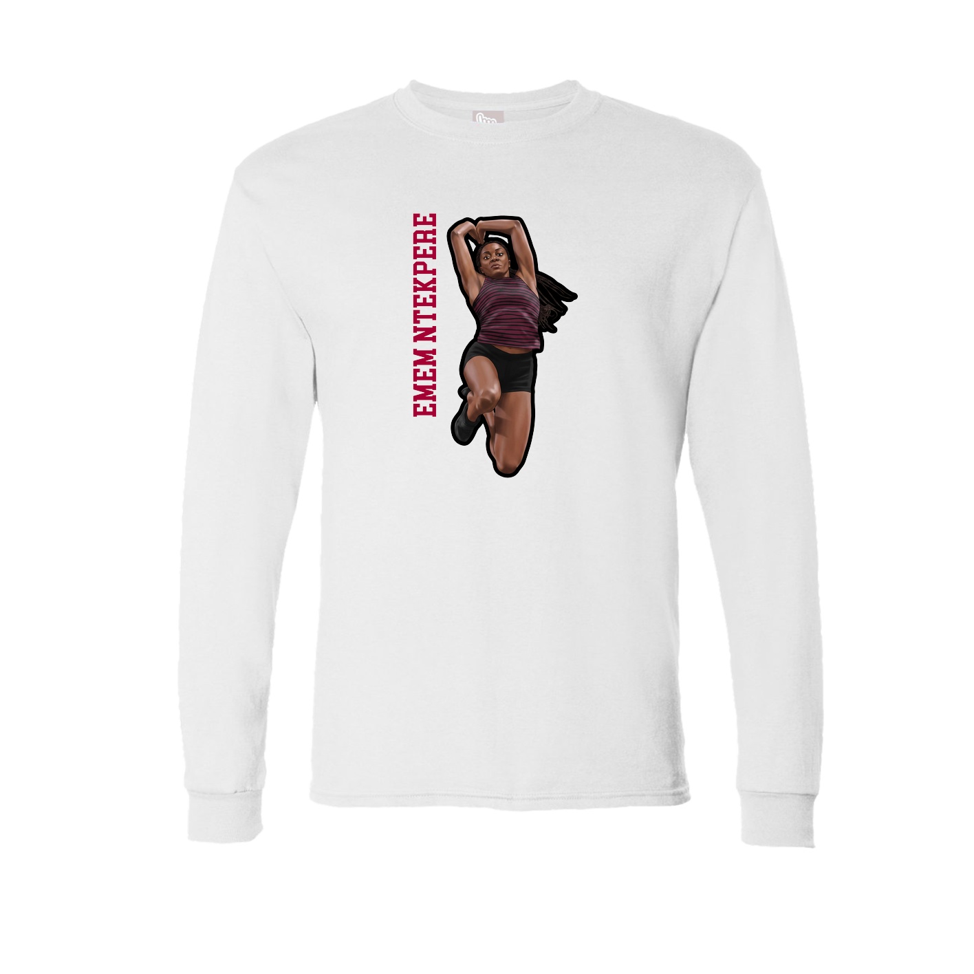 Long Sleeve Tee — Name Vertical in White