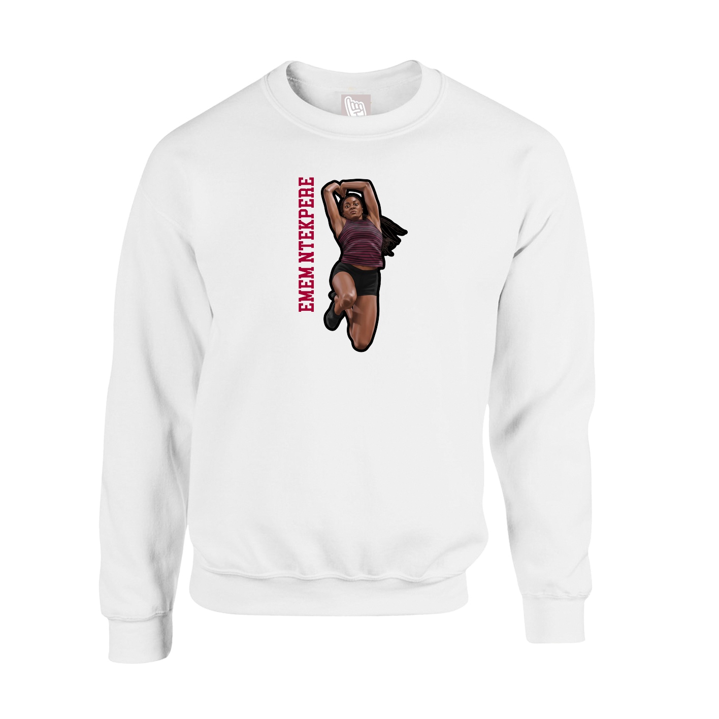 Fleece Crew — Name Vertical in White