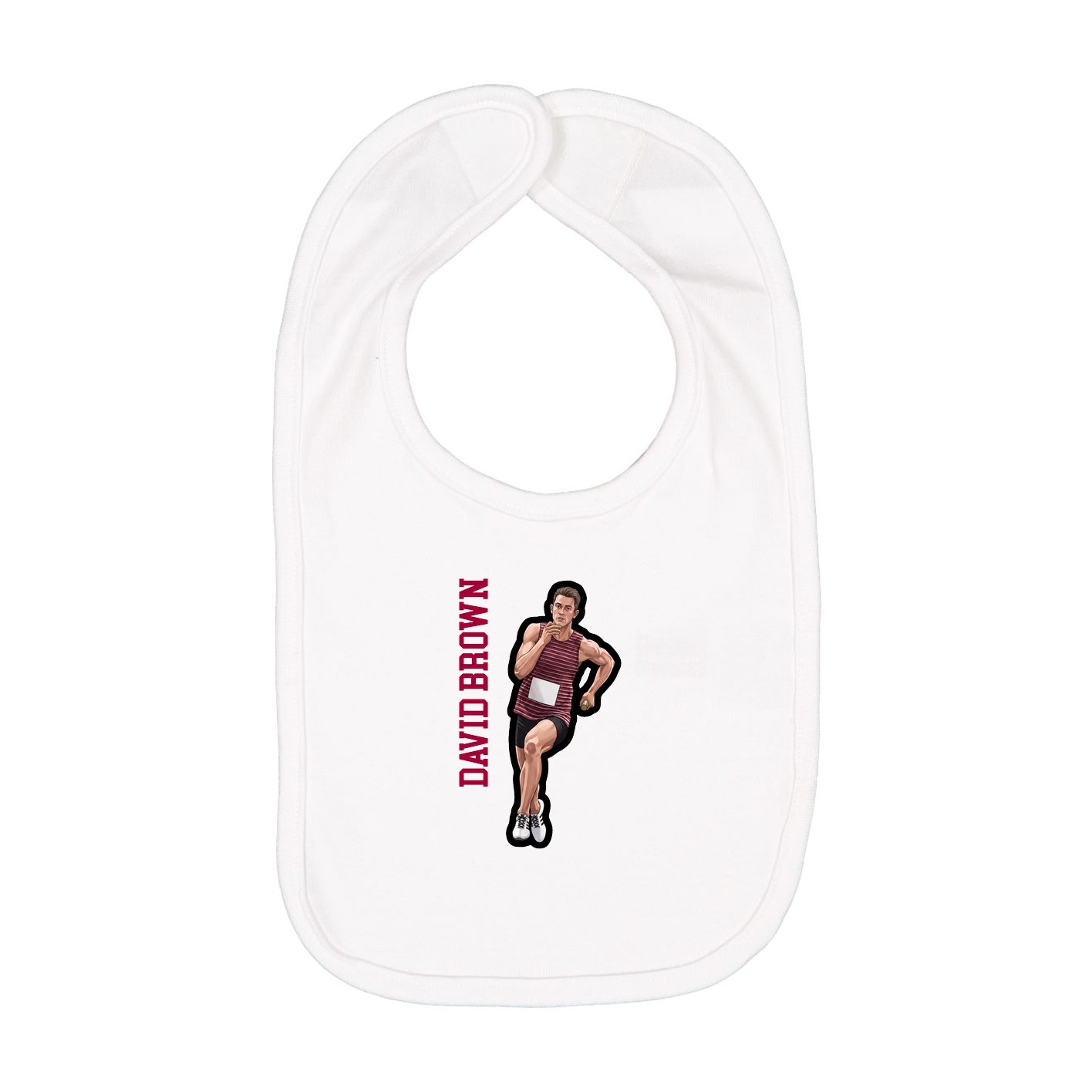 Infant Bib — Name Vertical in White