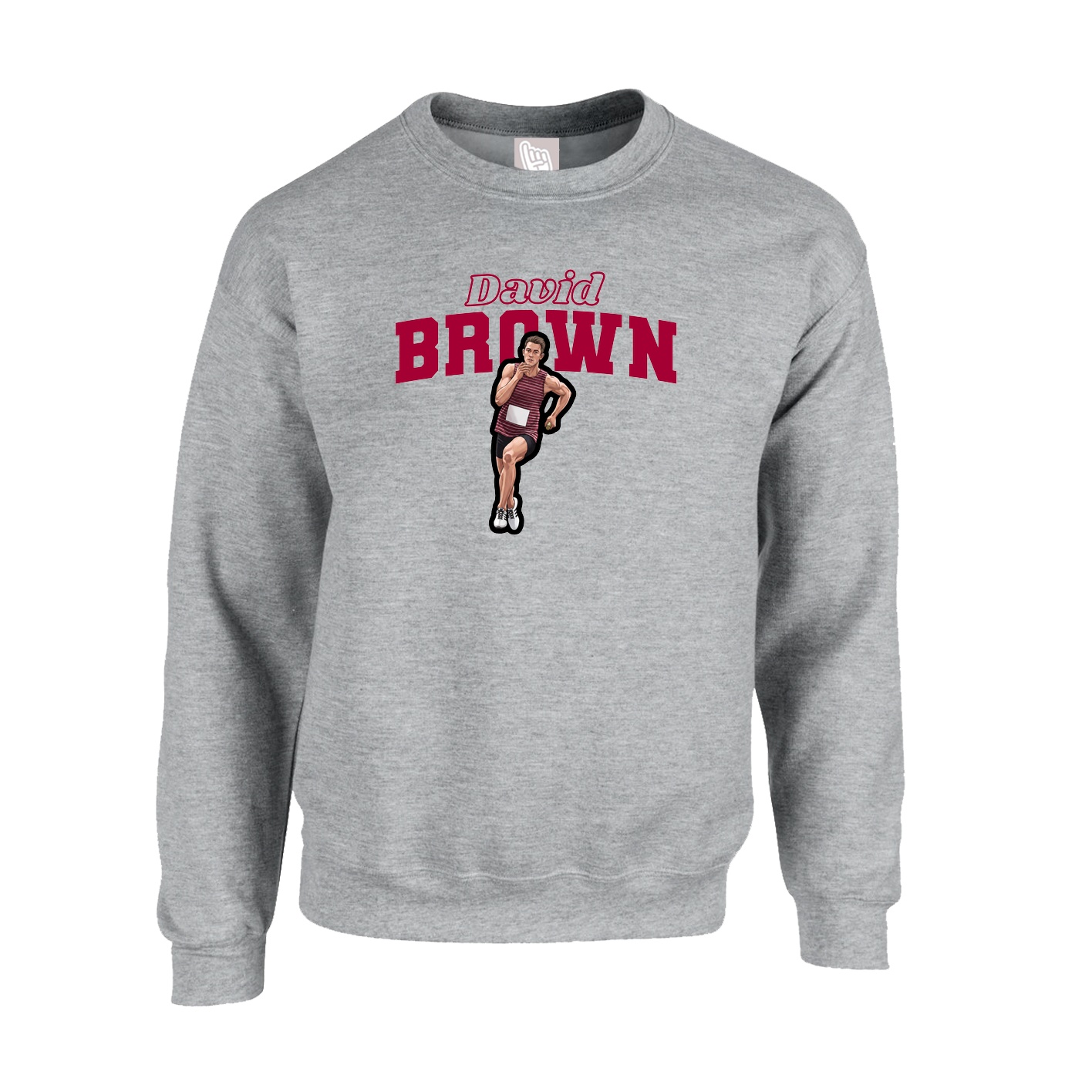Fleece Crew — Name Arch in Grey